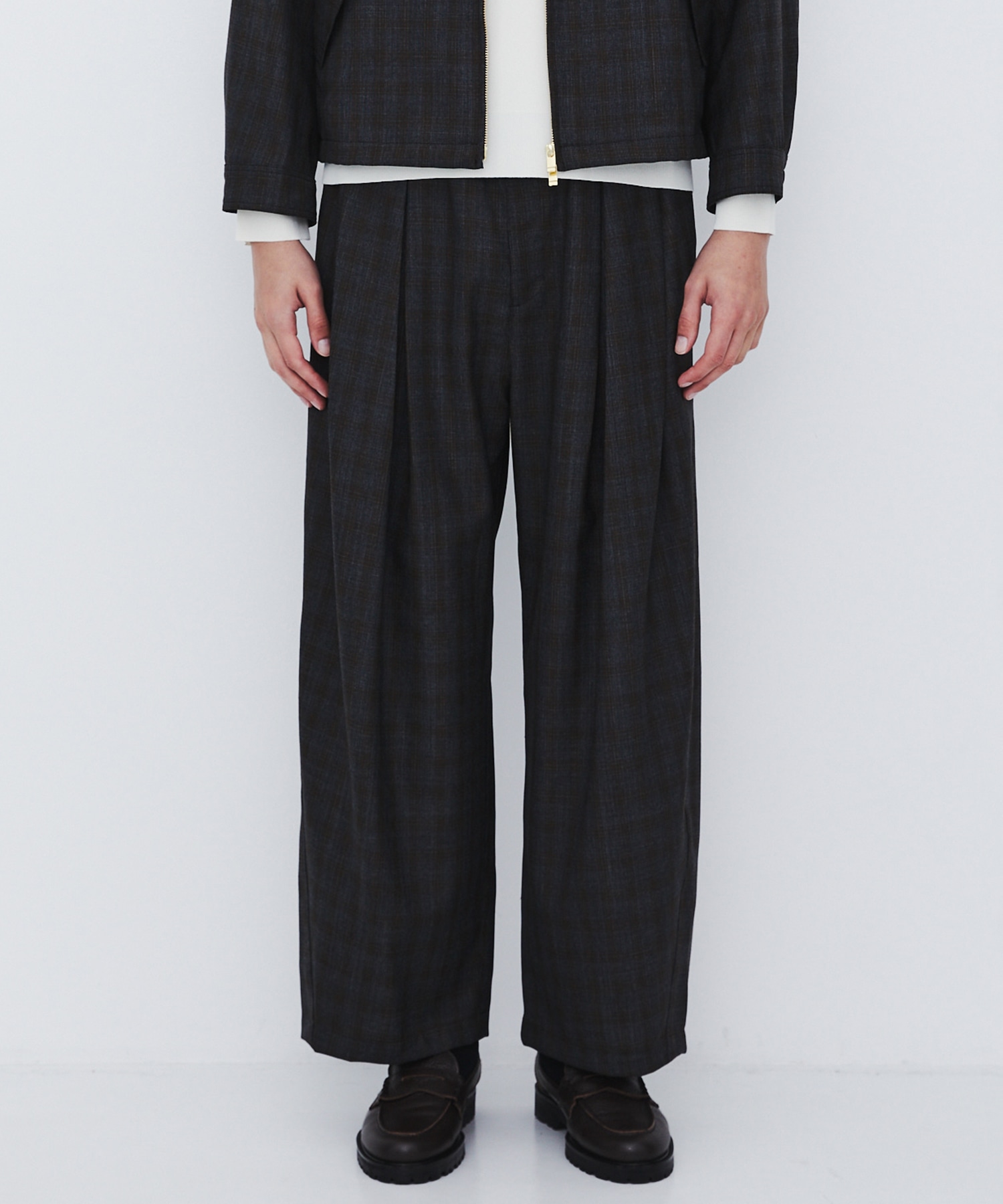 〈数量限定〉CUBA CHECK 2タックワイドパンツ