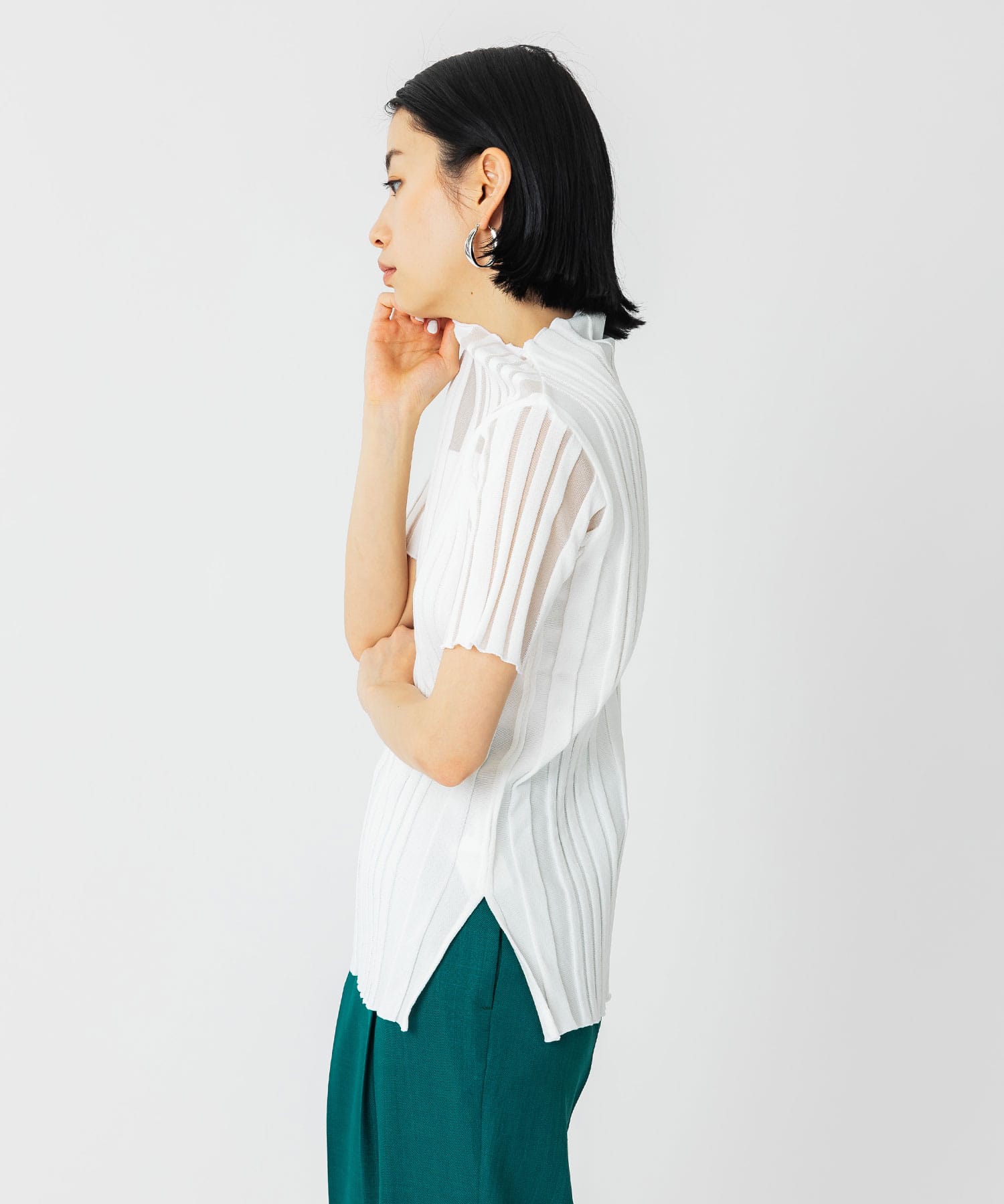 販売純正品  パープル ランダムシースルーリブプルオーバー TOKYO UNITED Tシャツ/カットソー(半袖/袖なし)