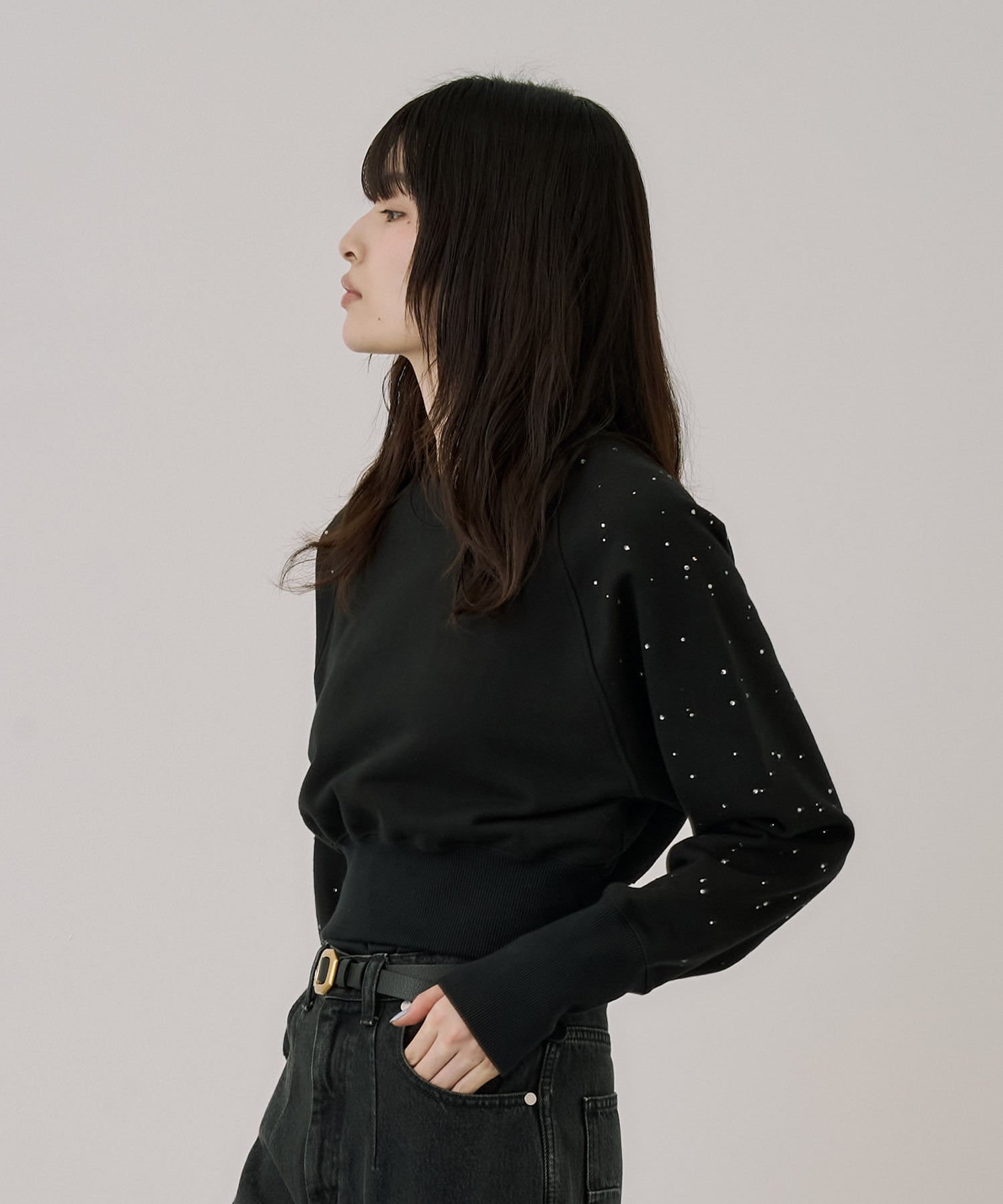 ラインストーンショートプルオーバー