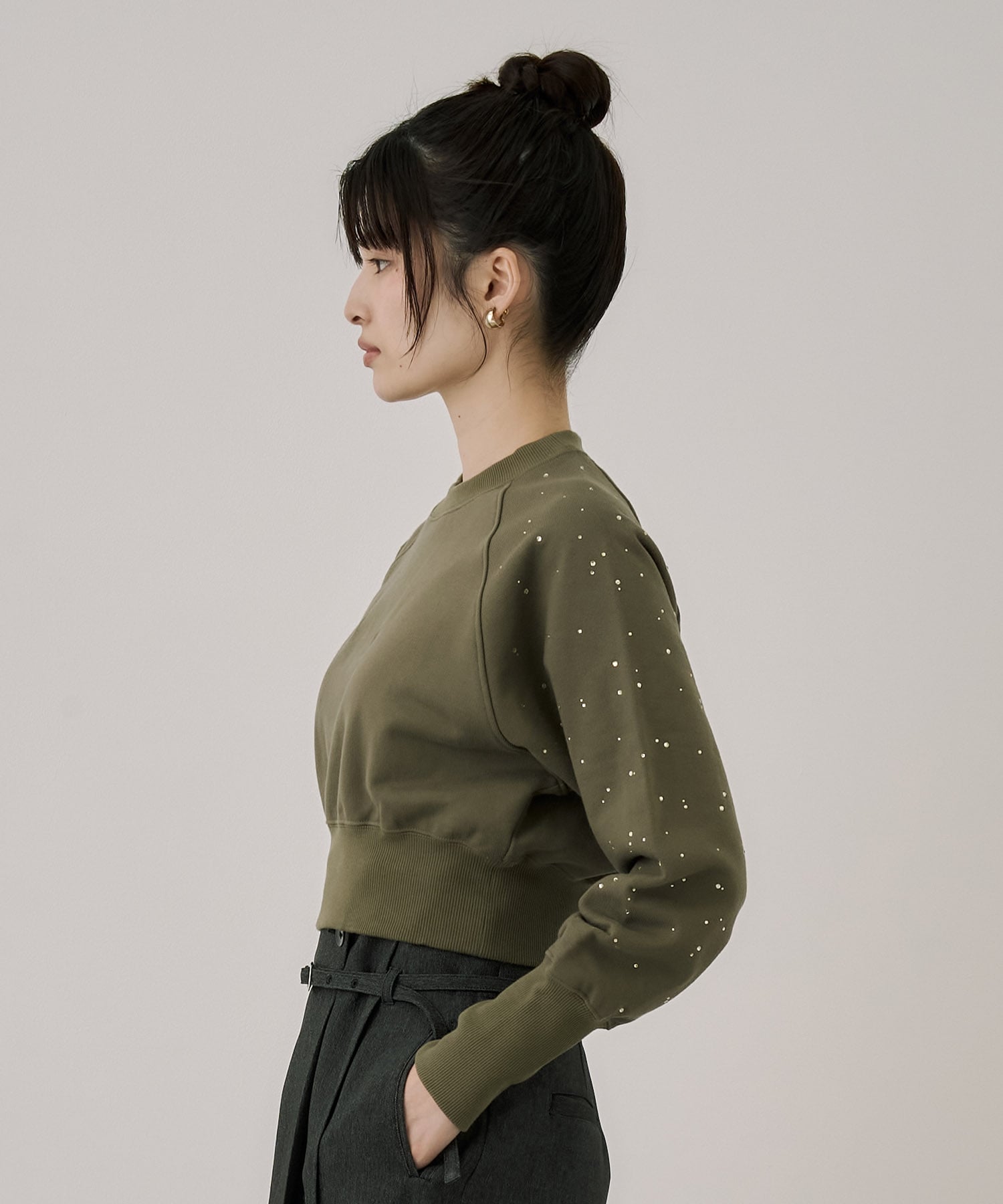 ラインストーンショートプルオーバー