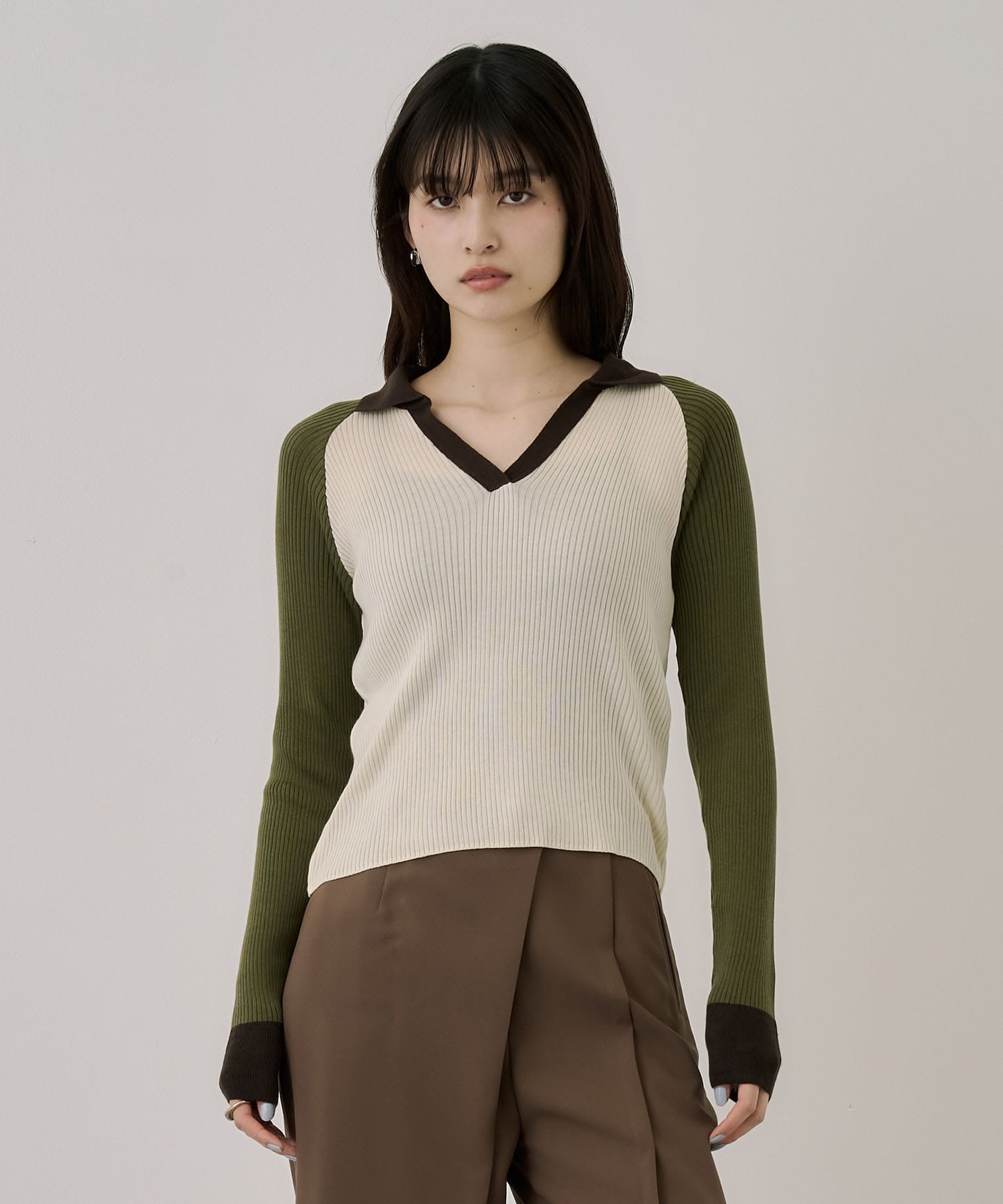 キュプラコットンニットポロ