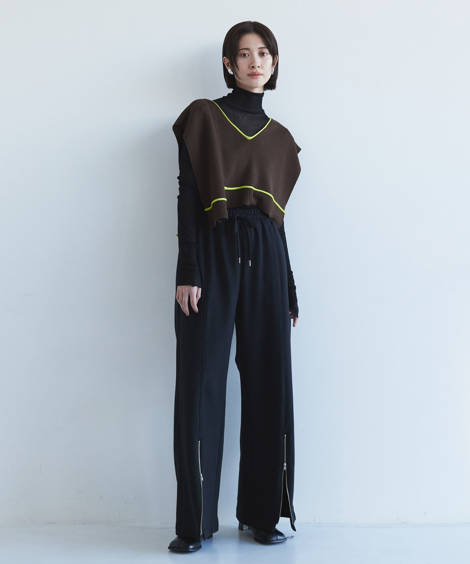 バックロングラインニットベスト