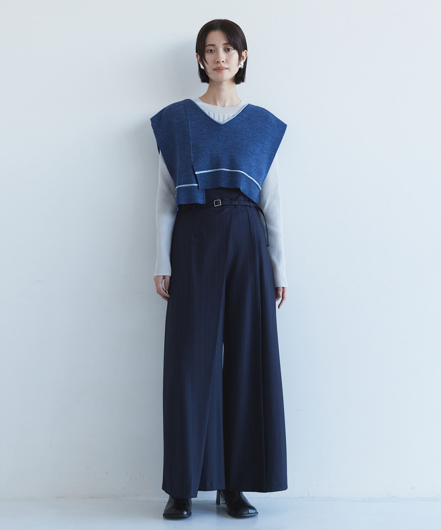 バックロングラインニットベスト