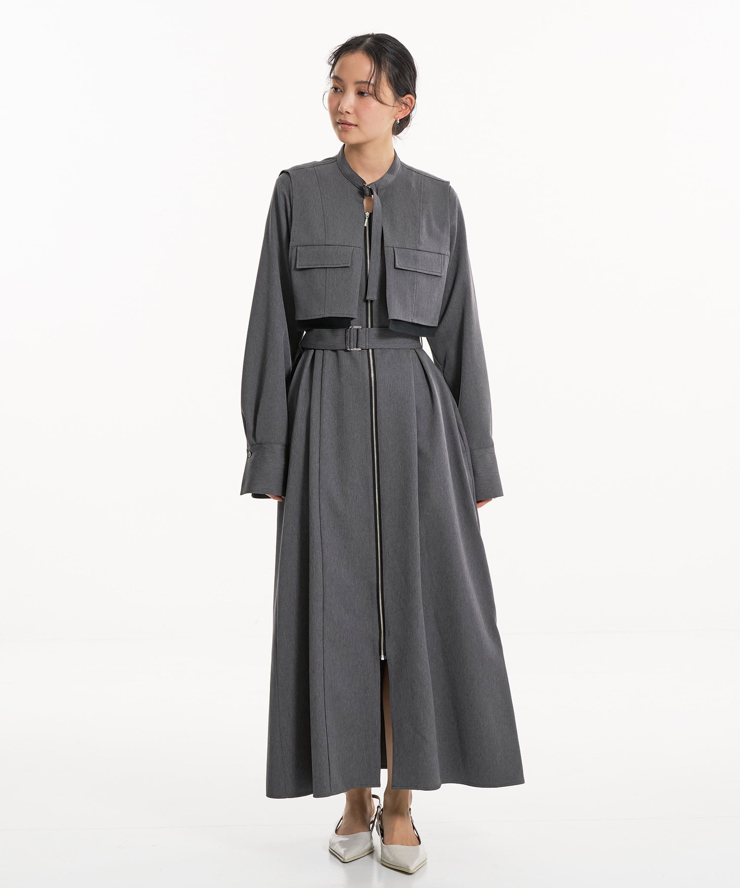 ポケットベストSETジッパーワンピース
