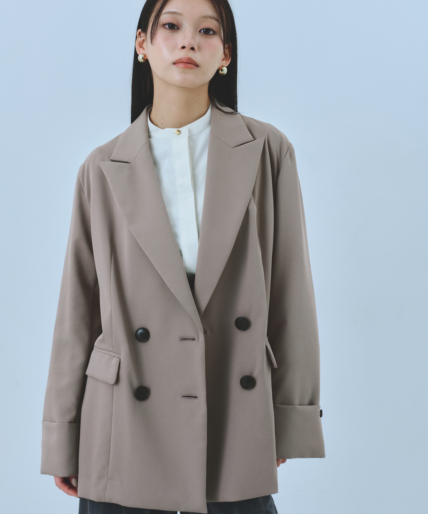 バックベルトレイヤードジャケット