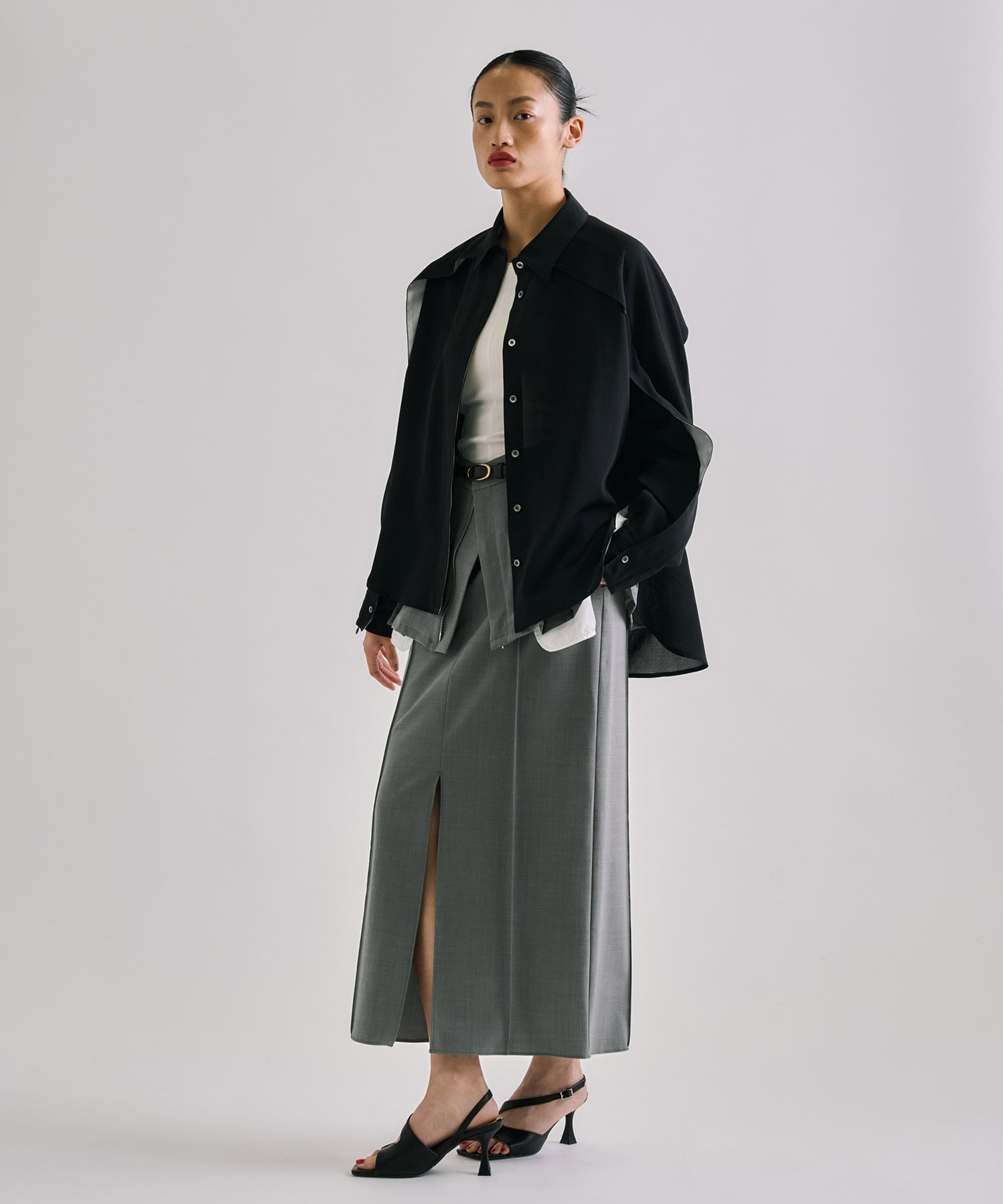 Cape Detail Sheer Over Shirt