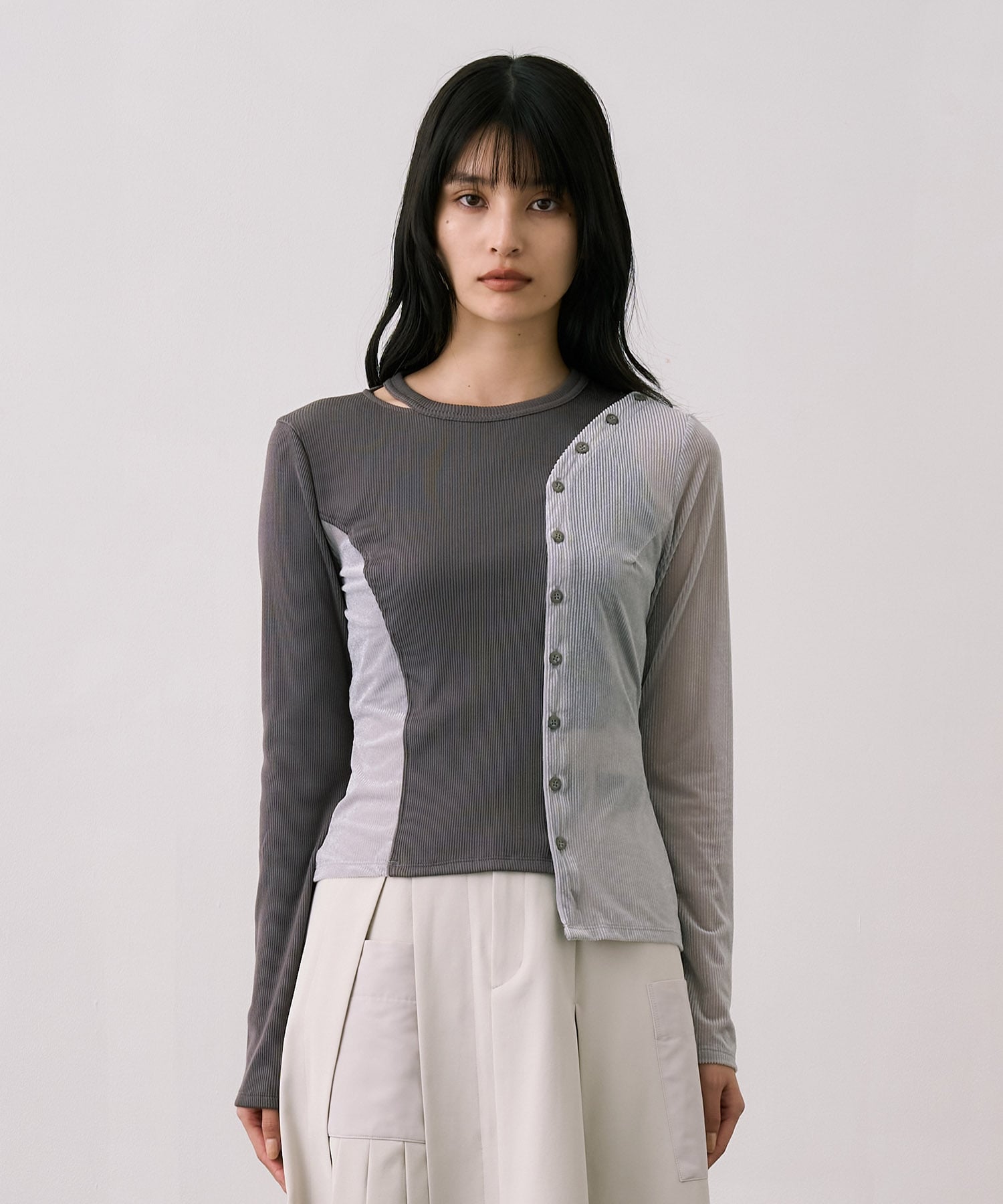 シアーベロアリブMIXプルオーバー