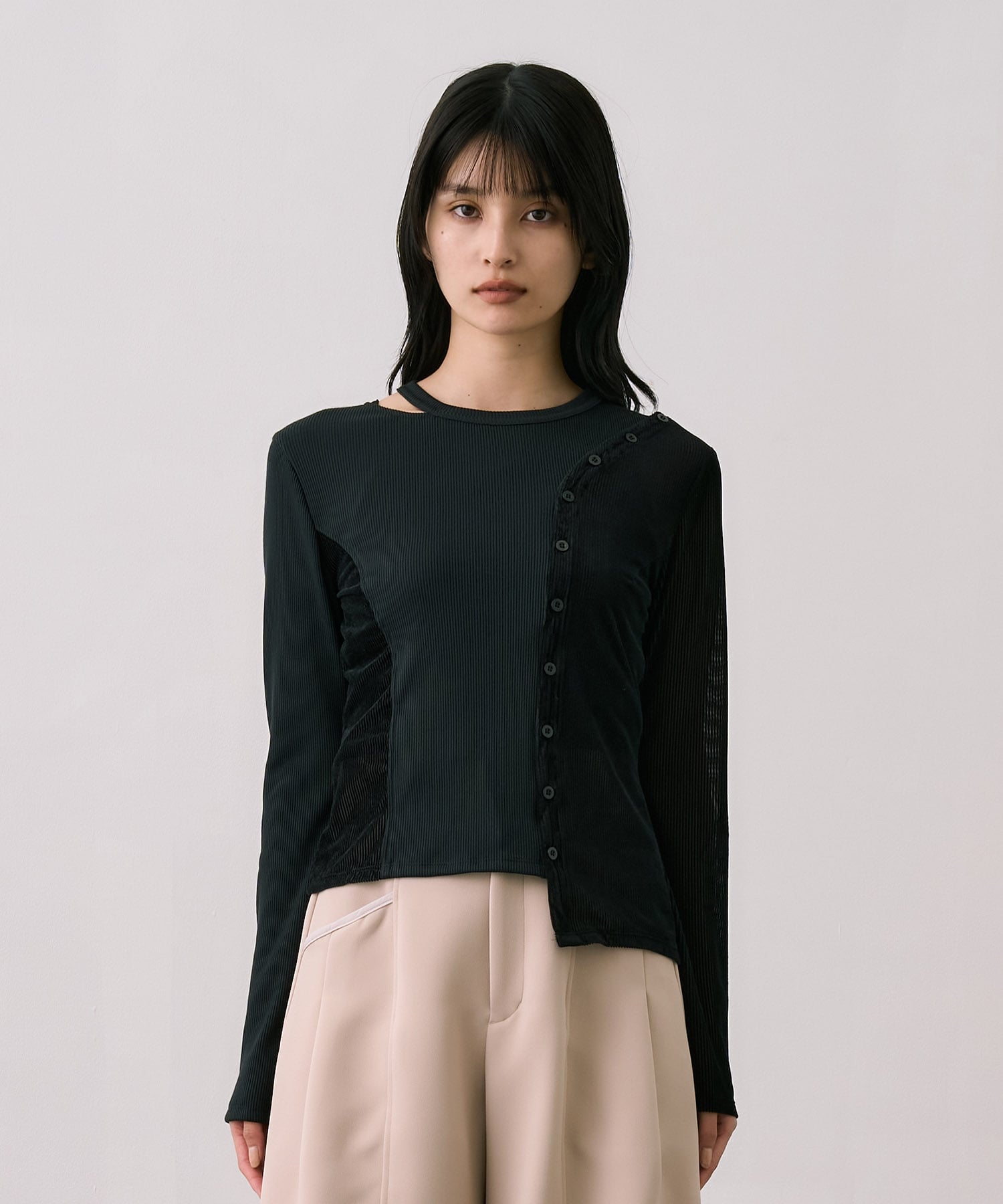 シアーベロアリブMIXプルオーバー