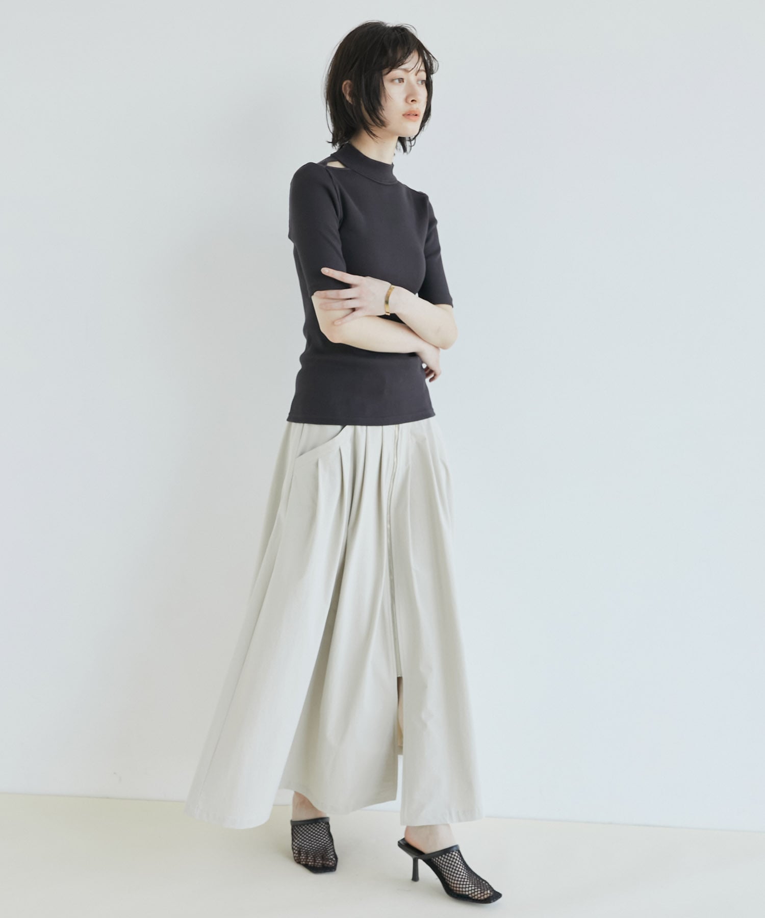 ソフトタッチハーフスリーブトップス