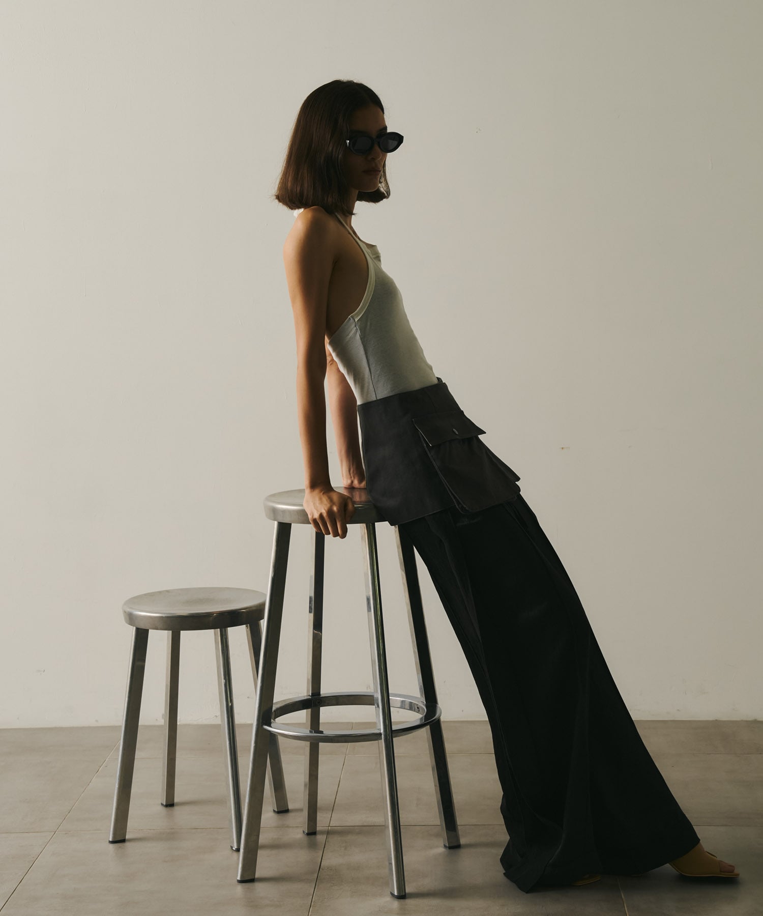 Vintage Leather Belted Satin Pants