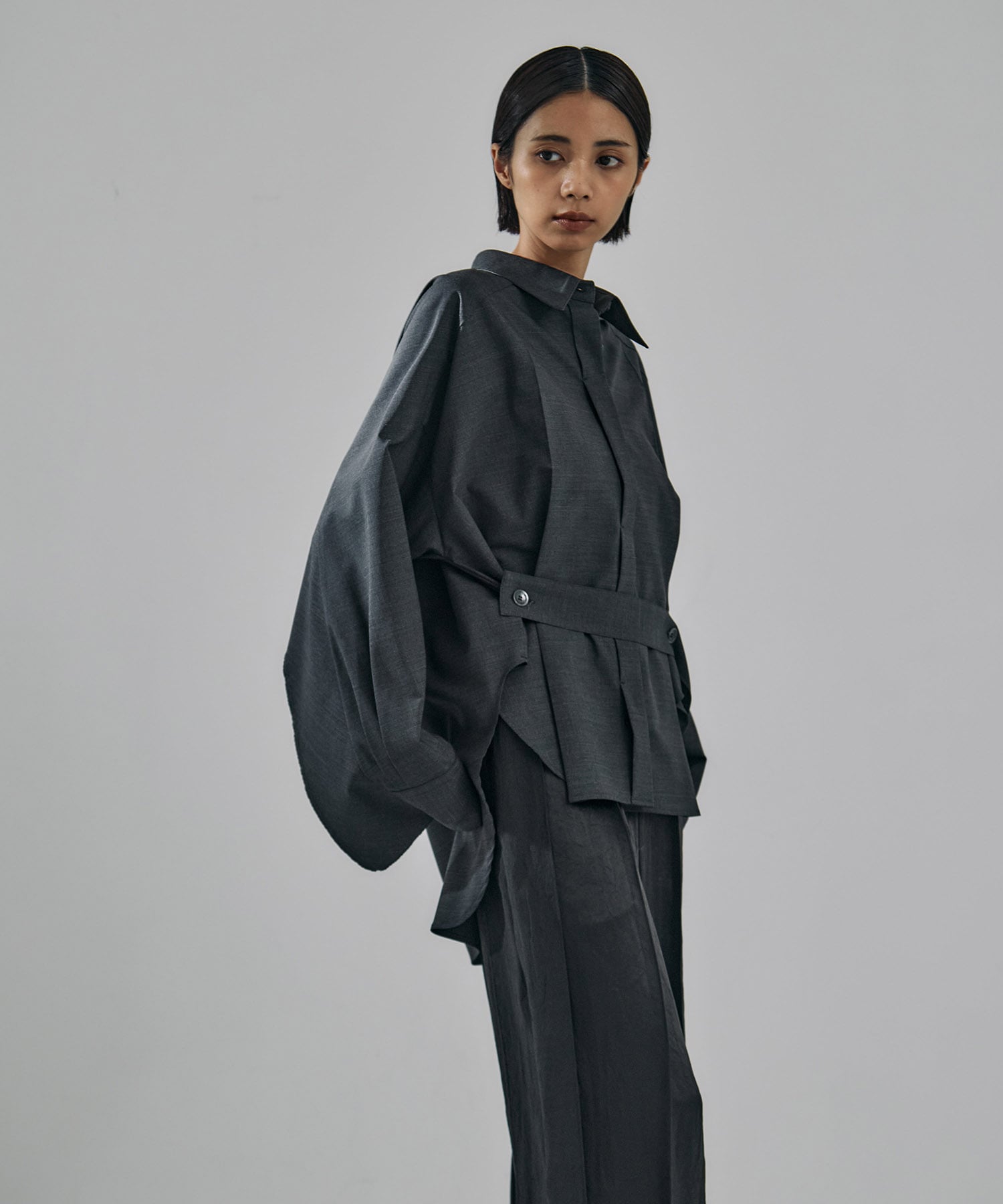 Belted Cape Detail Shirt