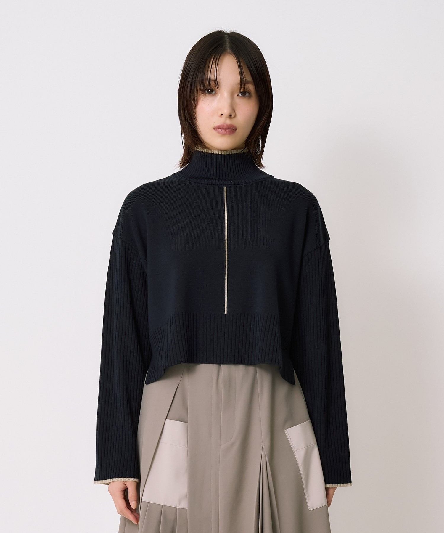 Wool100-ウォッシャブルタートルネックニット