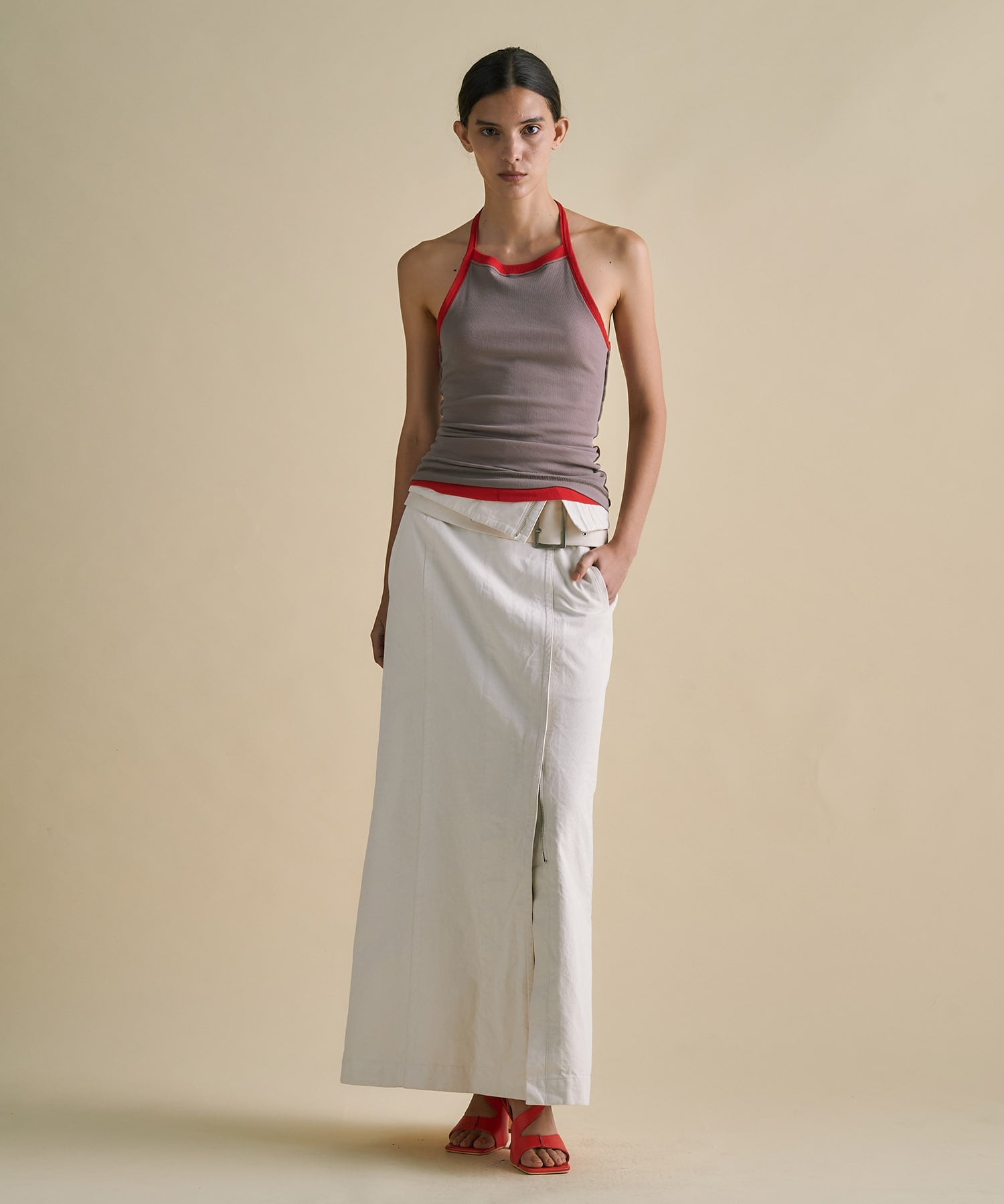 2way Waist Belted Denim Skirt