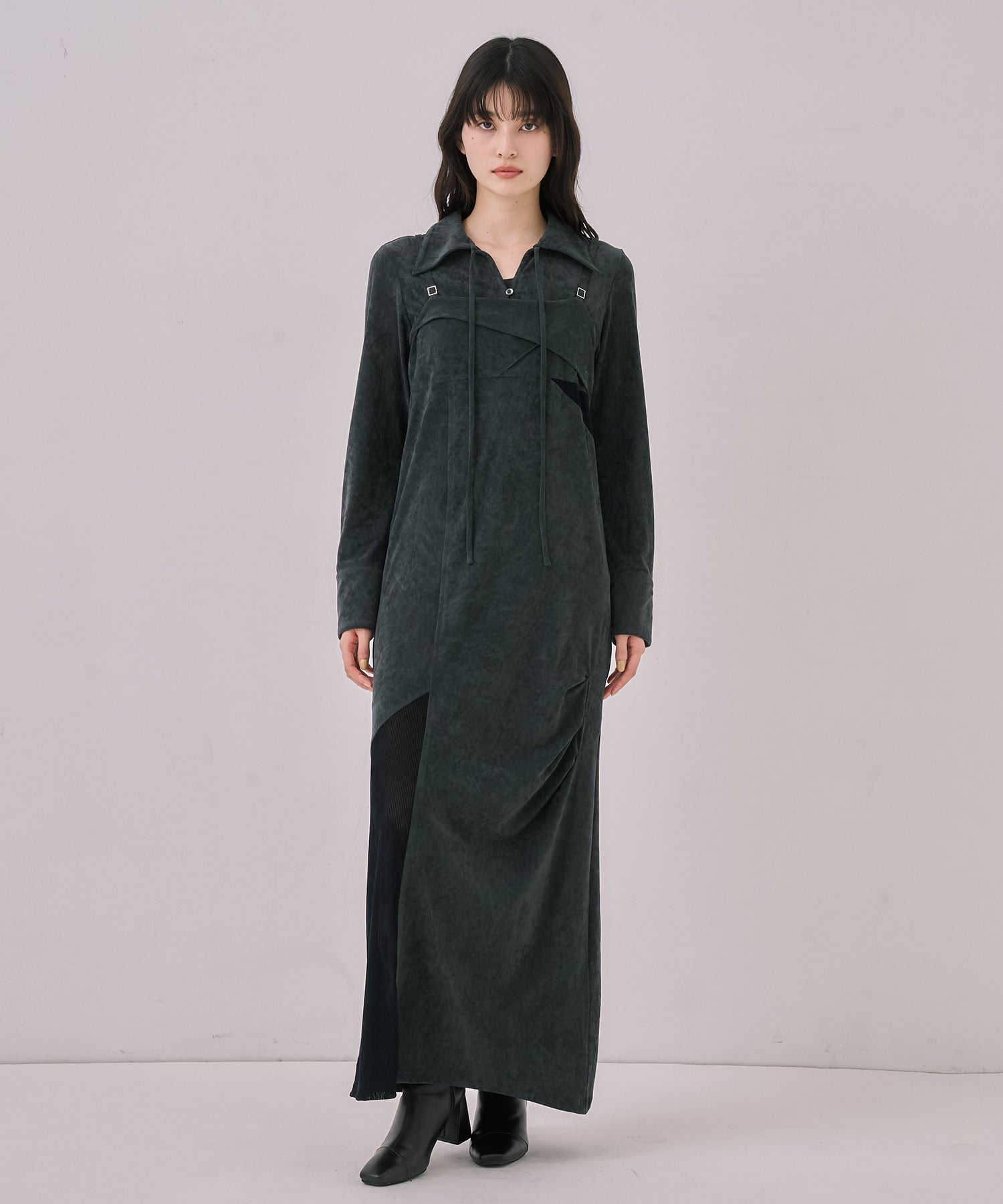 ツイストベロアキャミワンピース