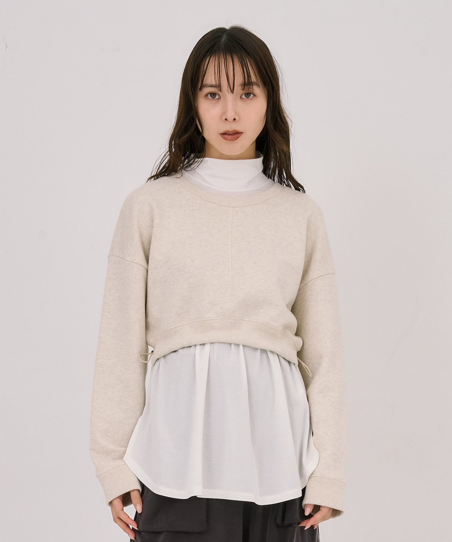 レイヤードスウェットプルオーバー