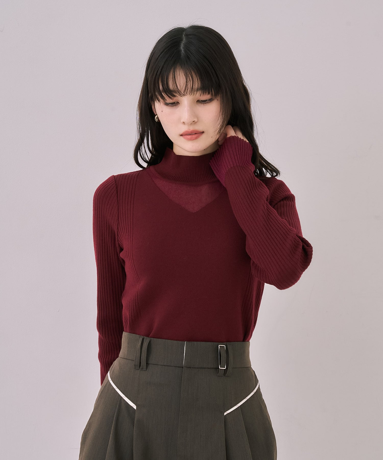 クリアコンビVネックニットプルオーバー