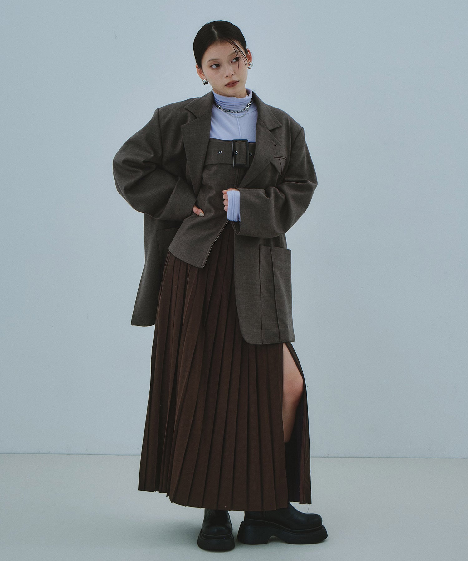 Soft Leather Pleated SK