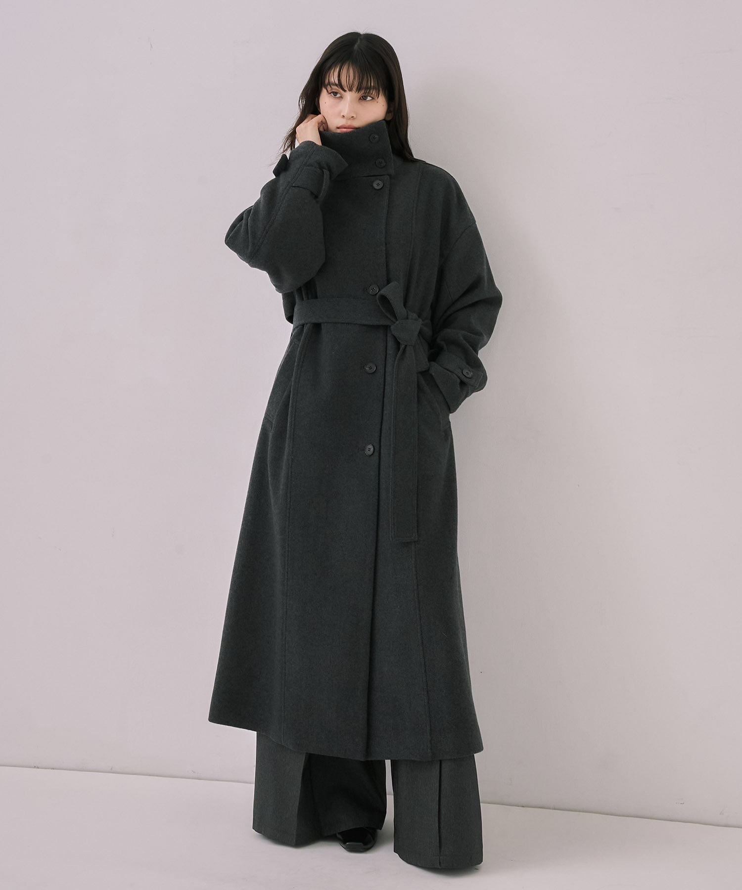 〈再入荷〉スタンドカラーロングコート