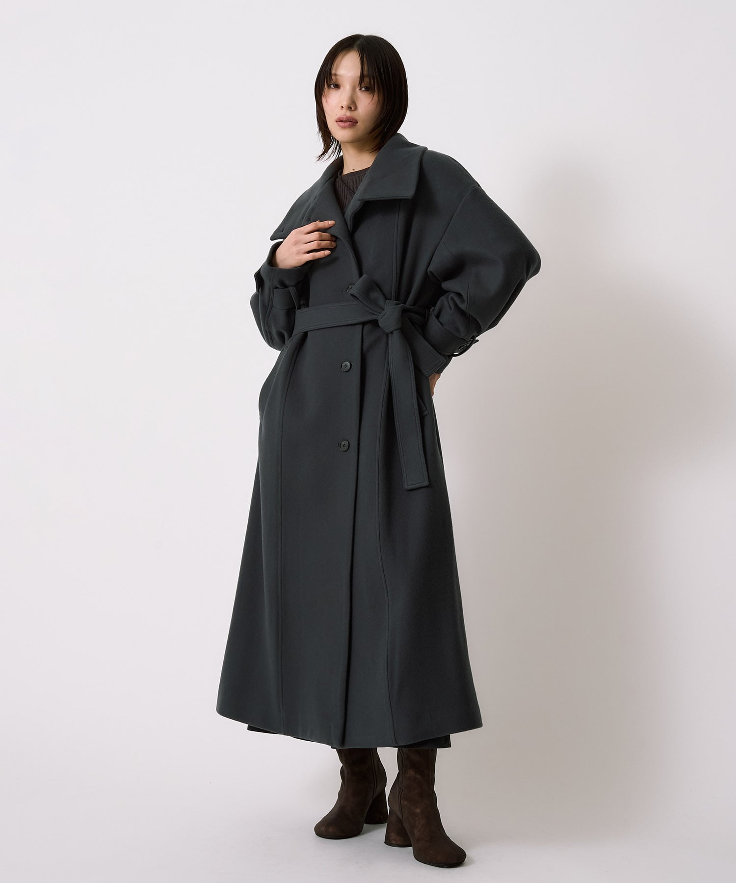【WEB先行発売】スタンドカラーロングコート