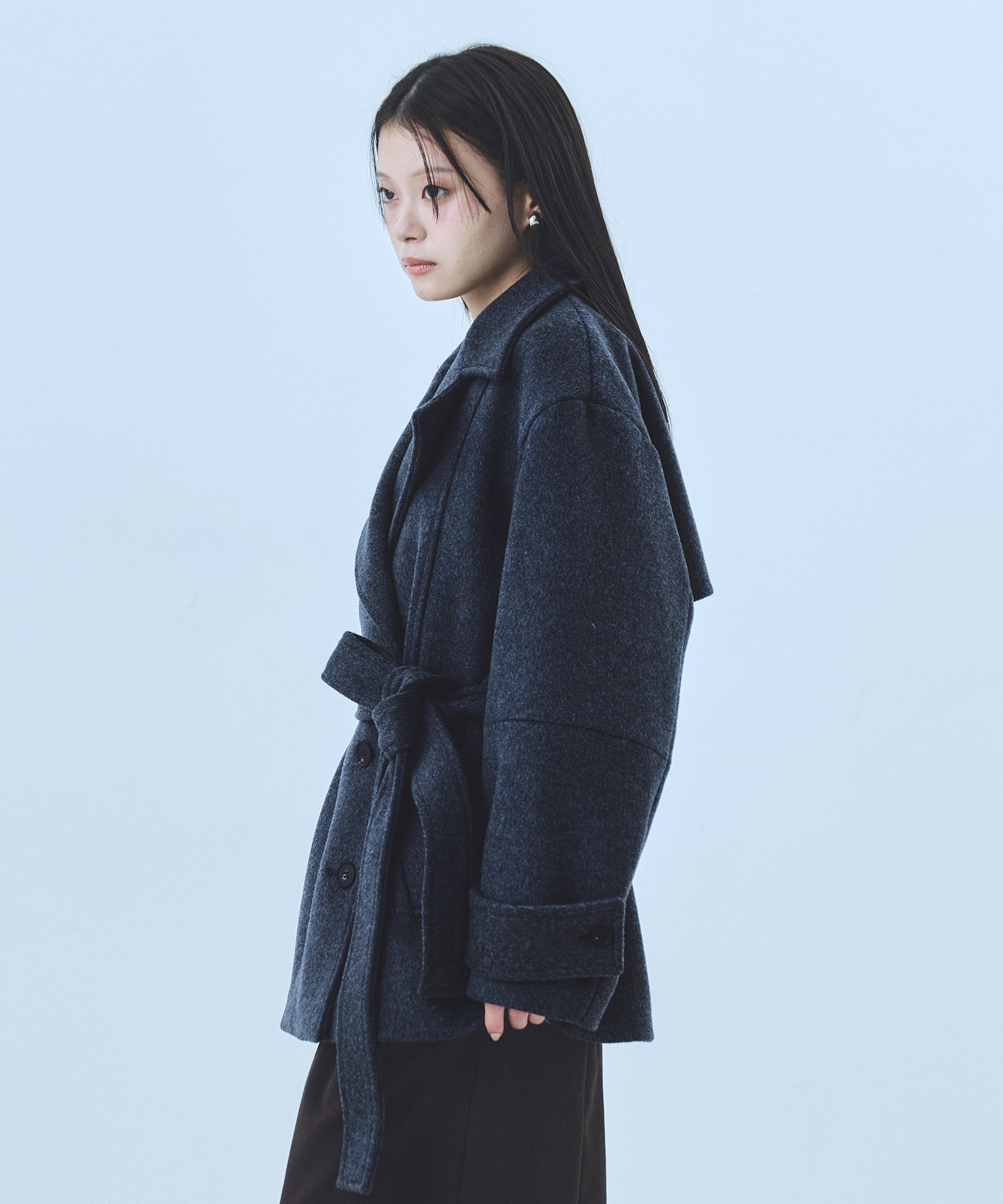 SUPER140ラペルショートコート