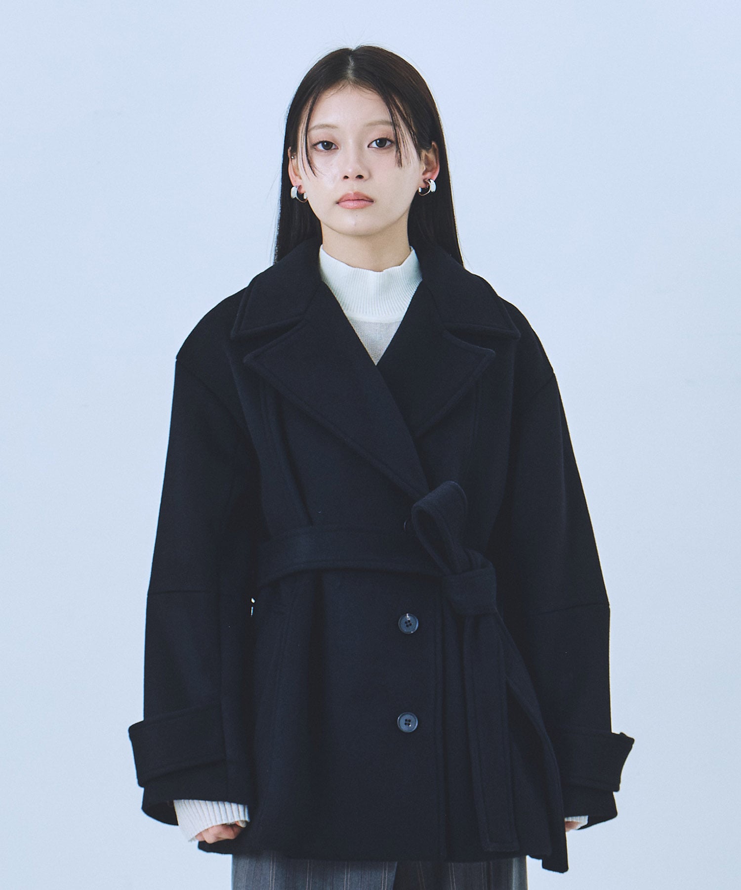 SUPER140ラペルショートコート