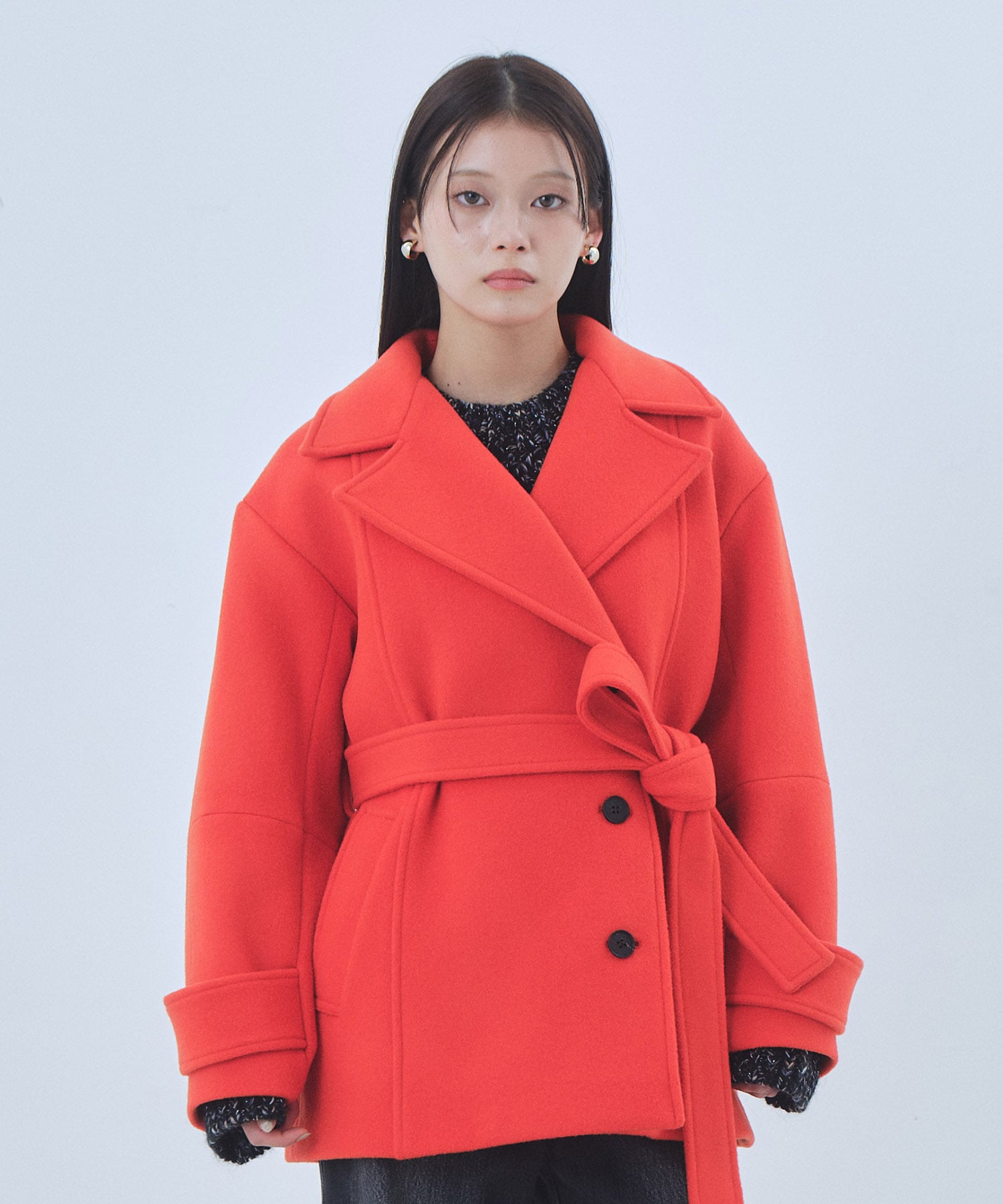 SUPER140ラペルショートコート