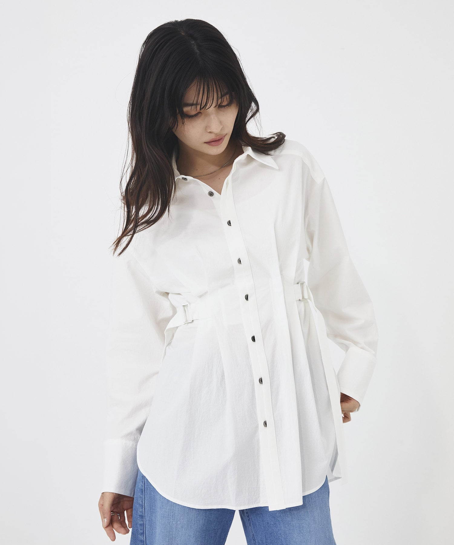 タックゴムシェイプベルトシャツ