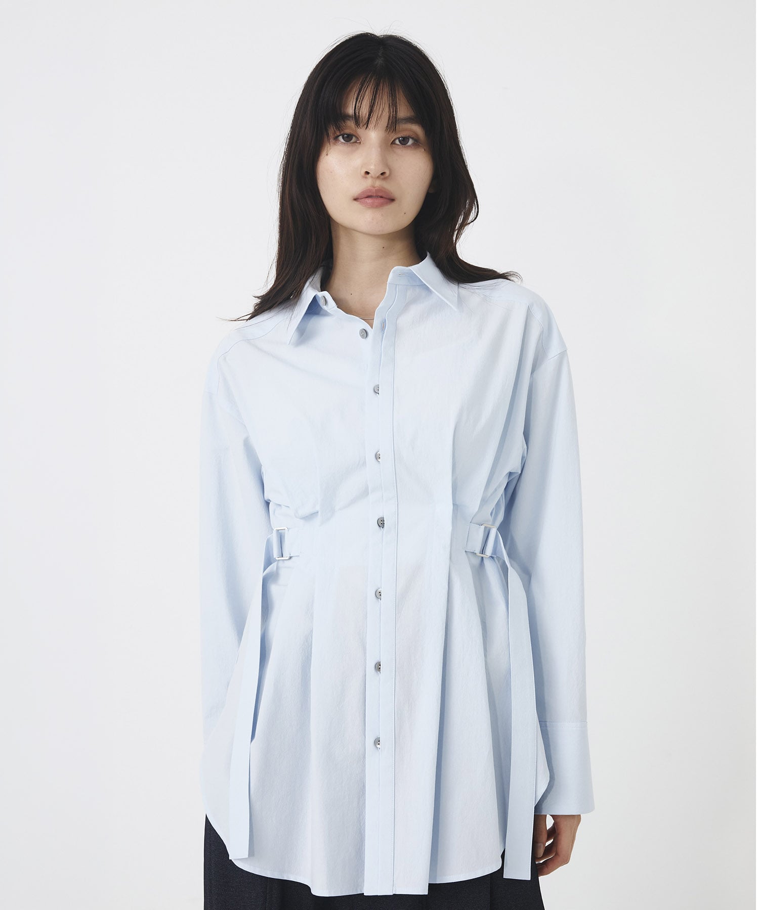 タックゴムシェイプベルトシャツ