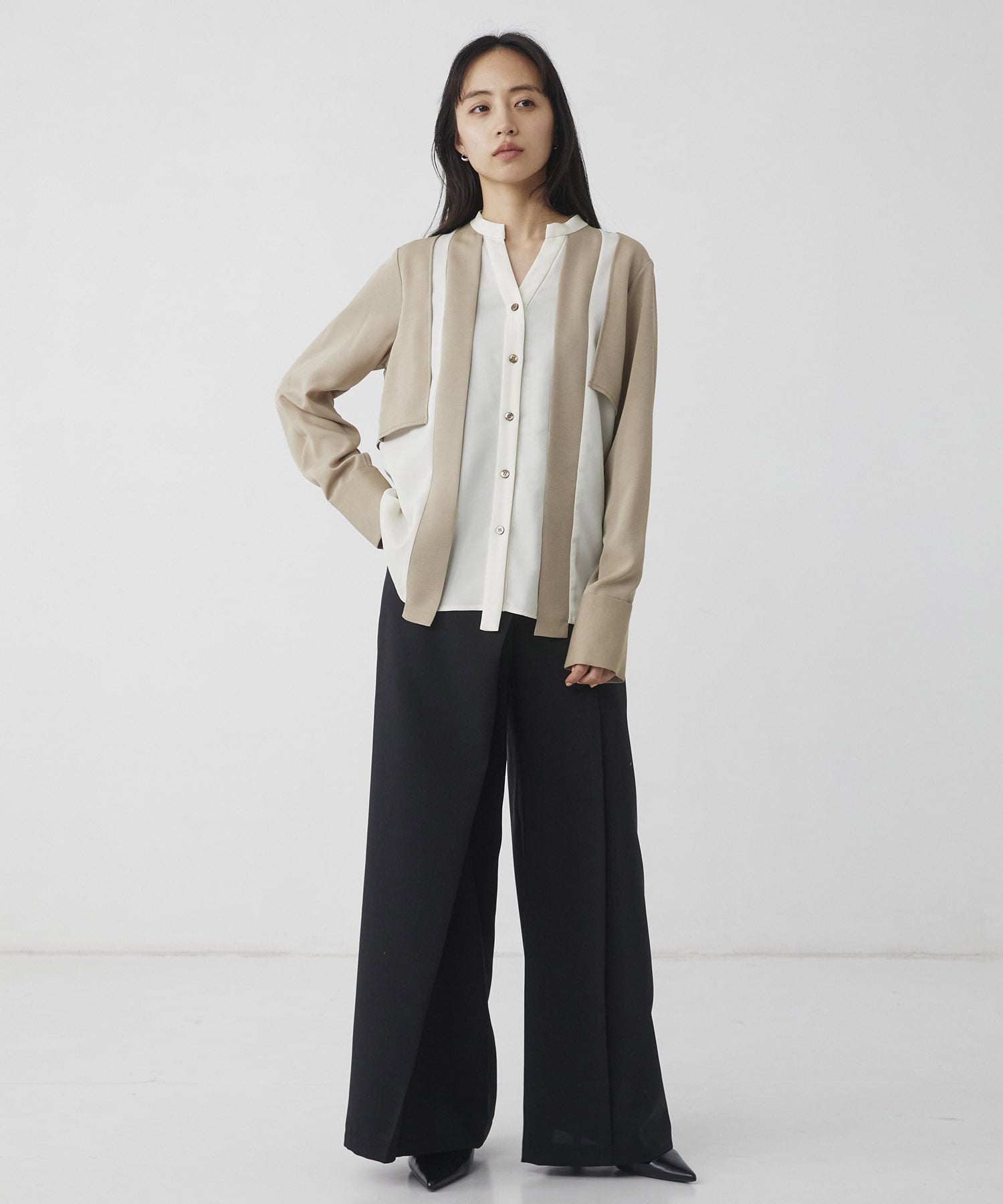 〈残りわずか〉【WEB限定】レイヤードバイカラーブラウス