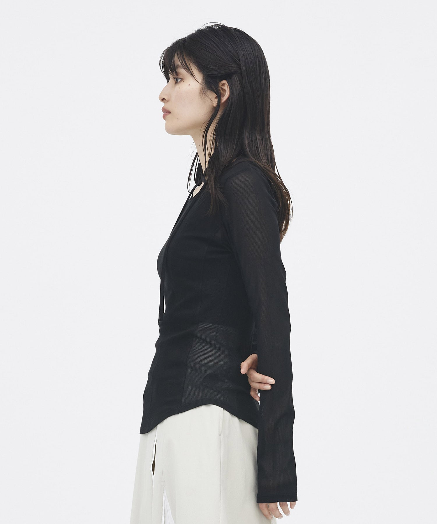 シアーストライプカットコンビプルオーバー