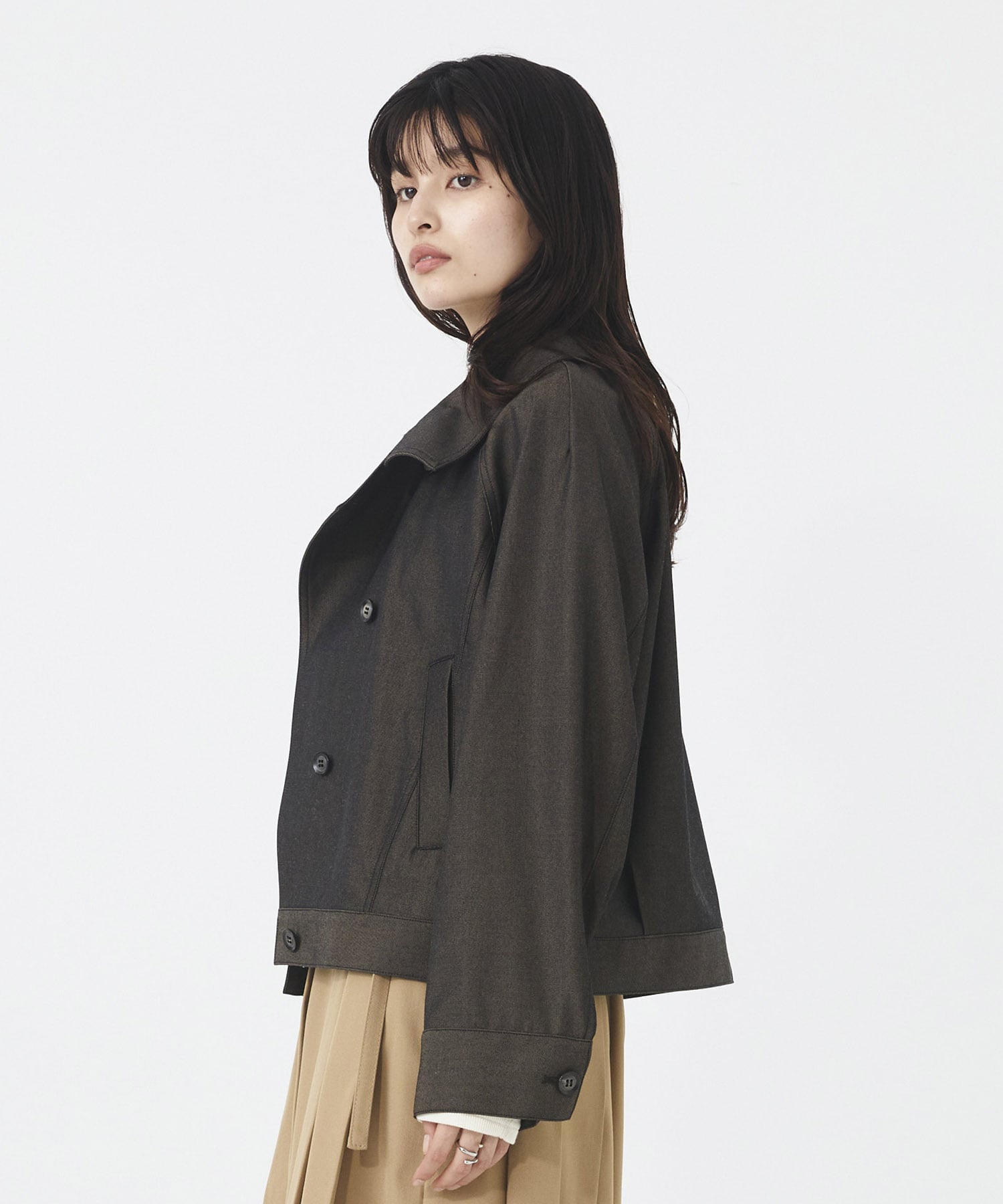 ウールデニムスタンドカラーブルゾン