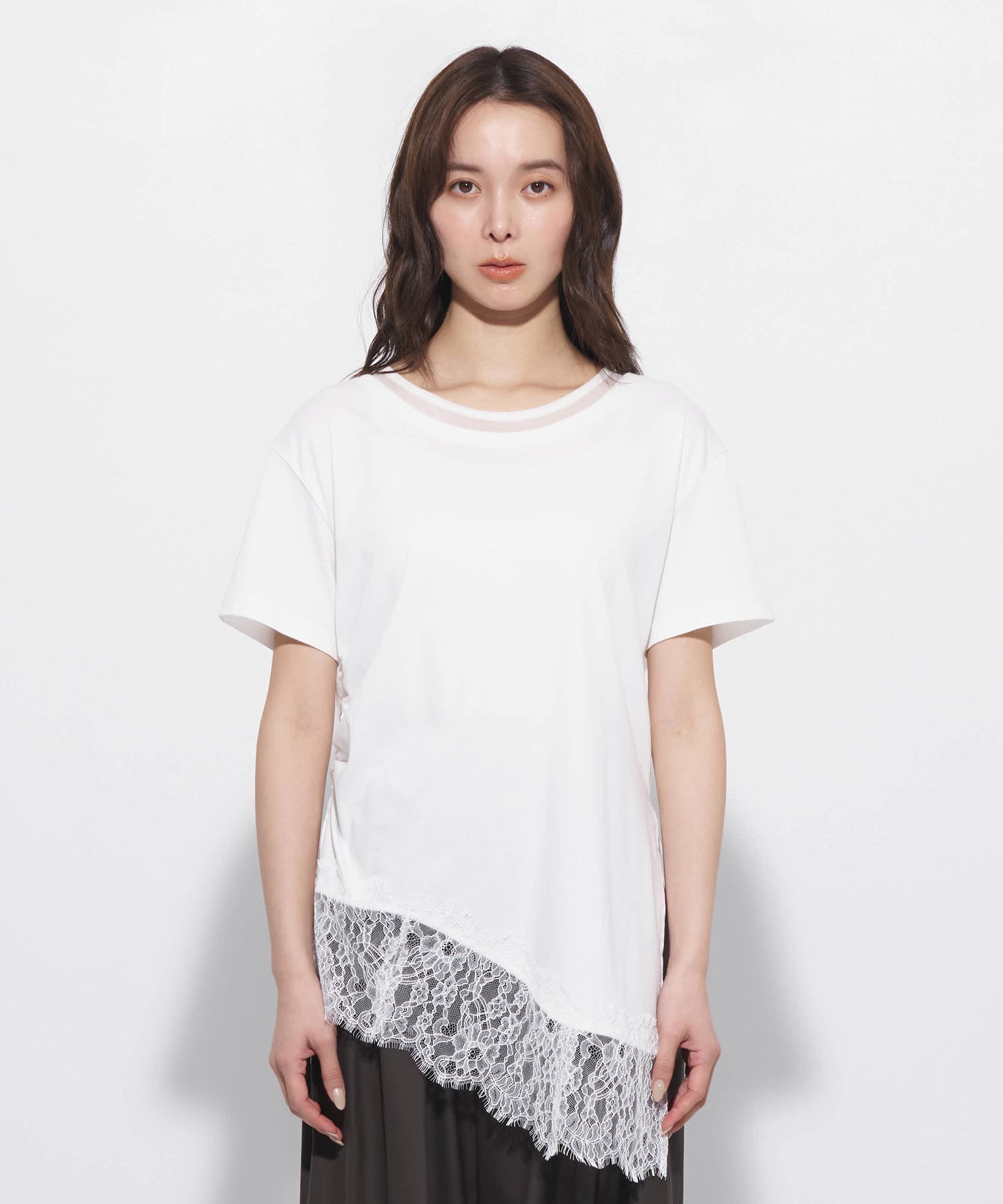 レースヘムレイヤードTEE