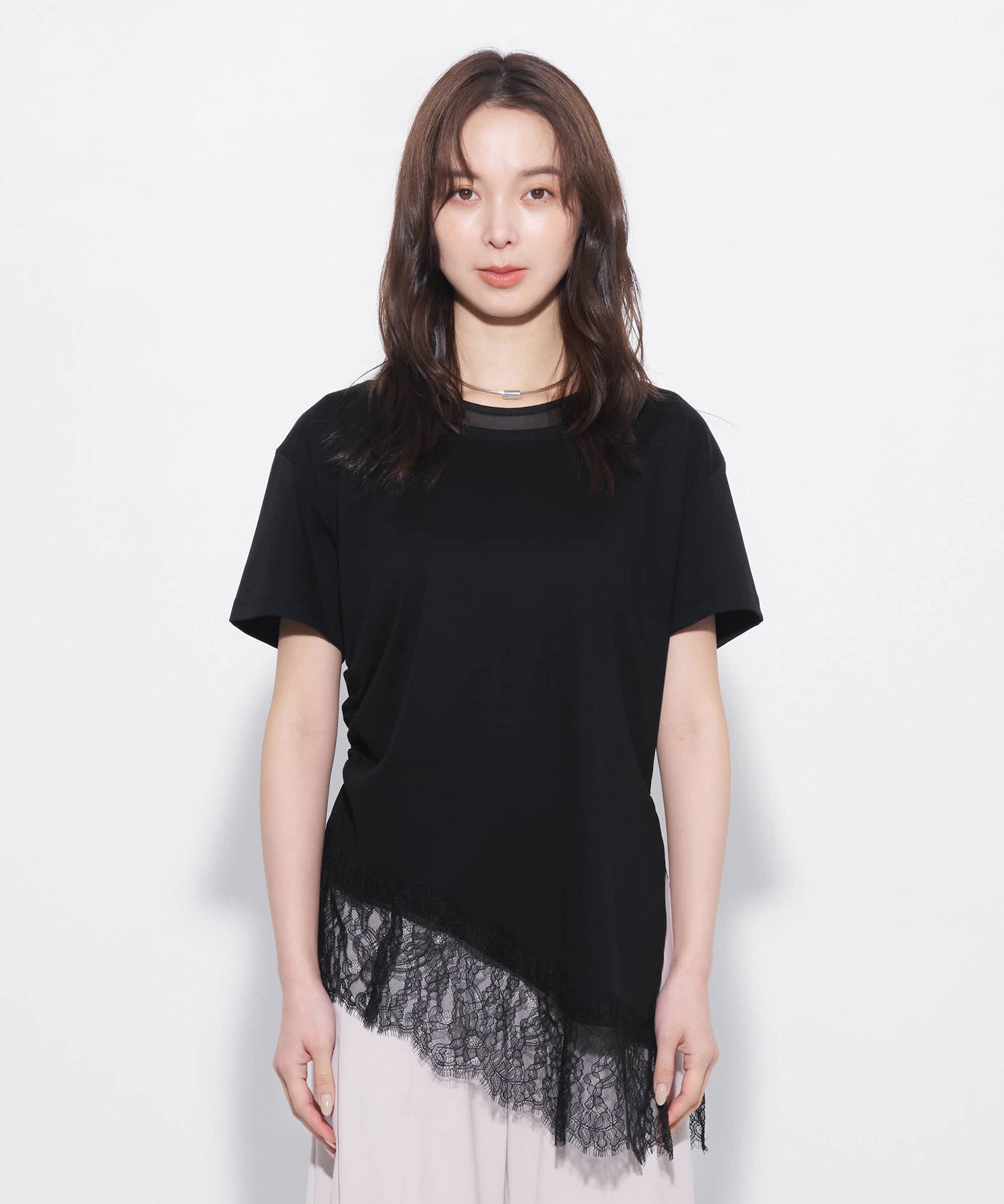 レースヘムレイヤードTEE
