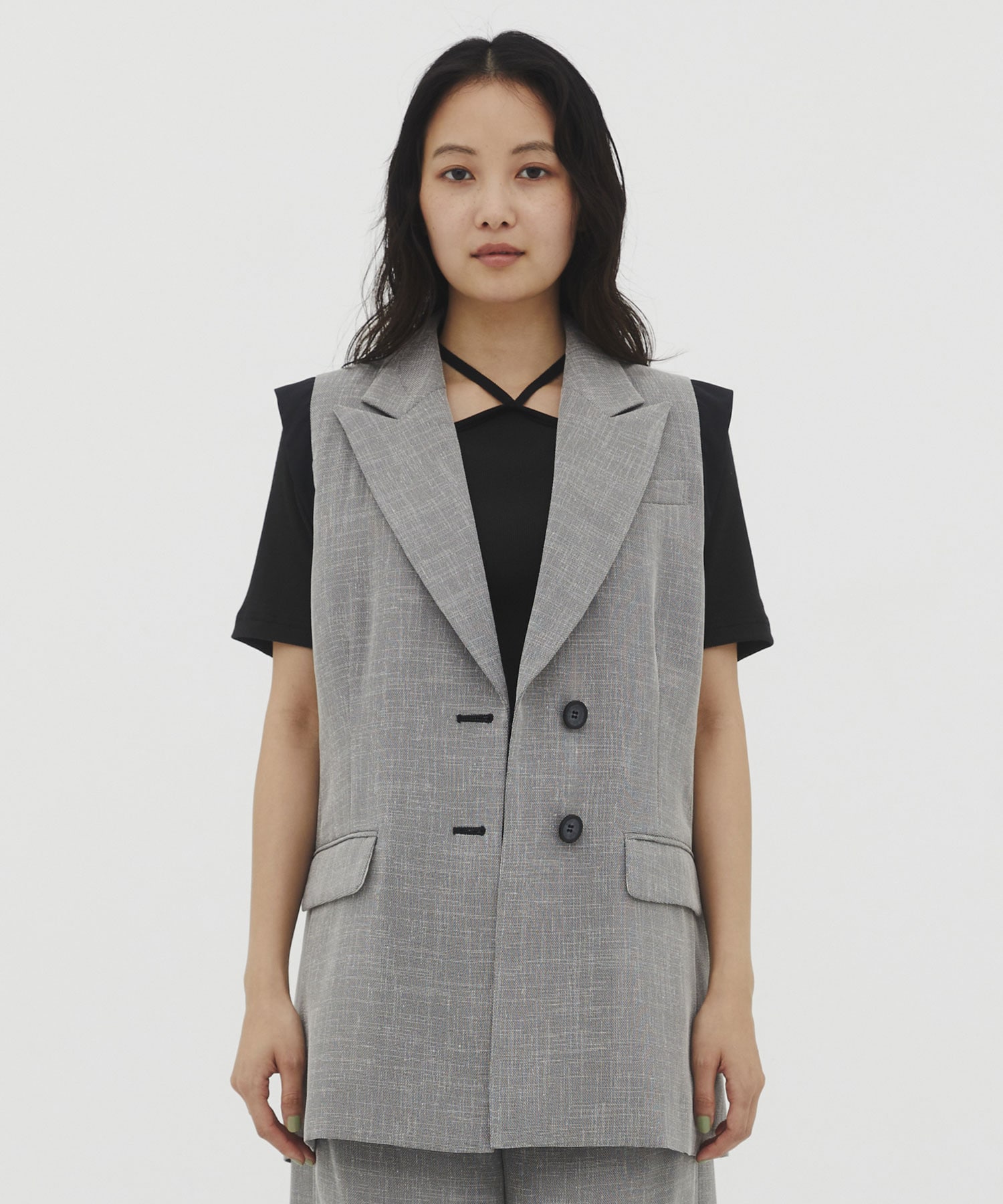 ショルダーポイントメッシュジレ