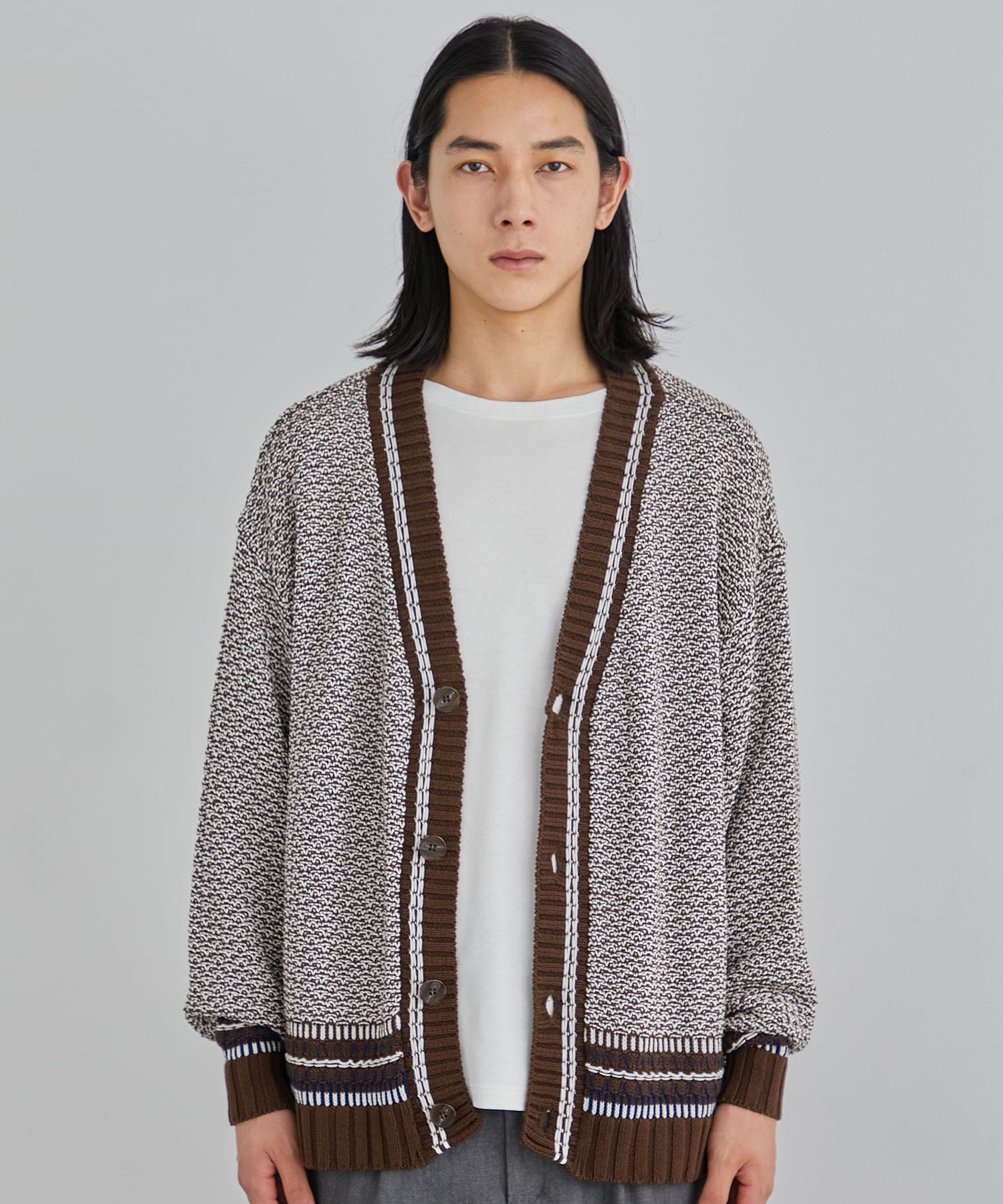 〈残りわずか〉5GGミックスカラーステッチカーディガン