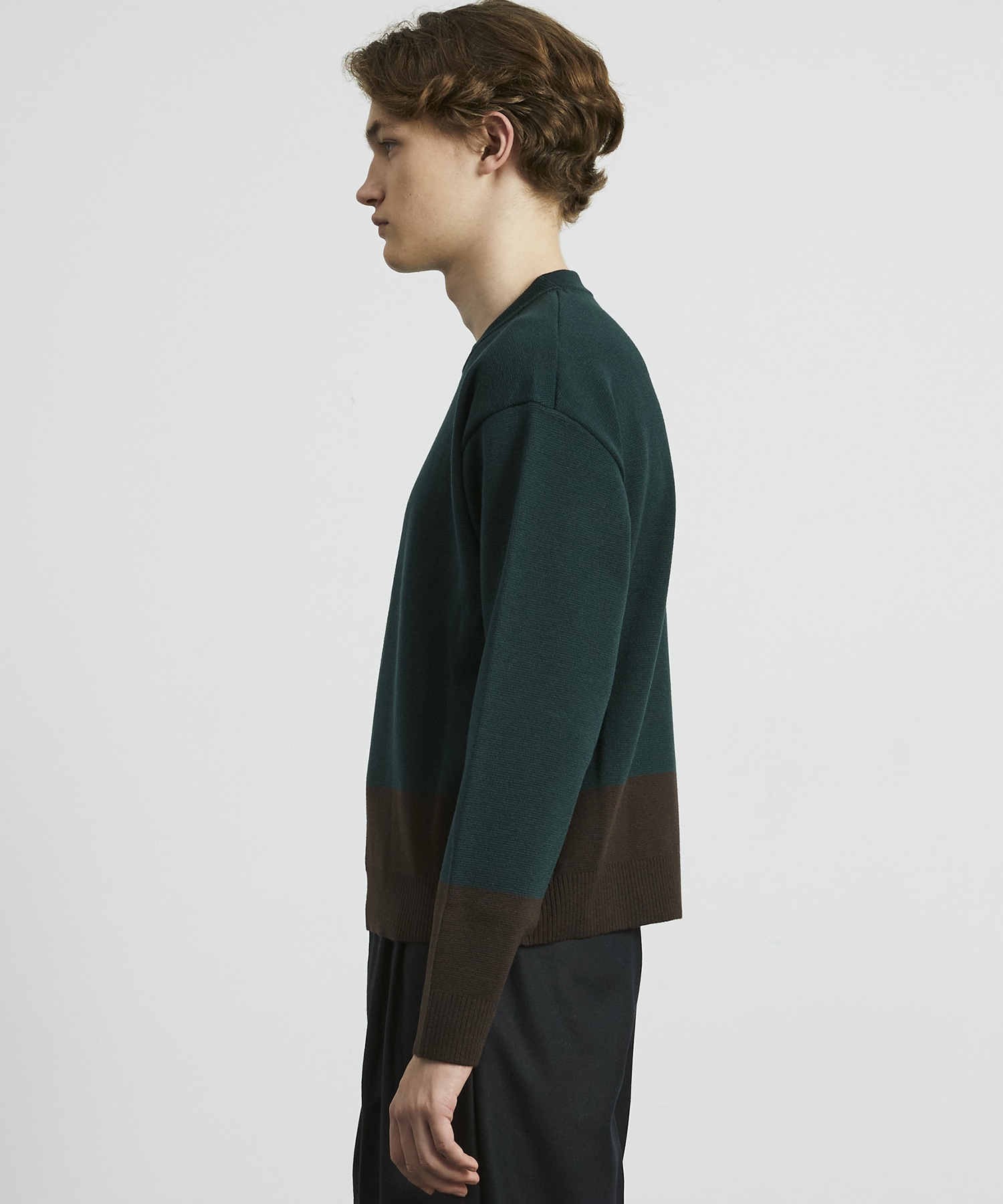 ウォッシャブルウールコンフォート バイカラーニット