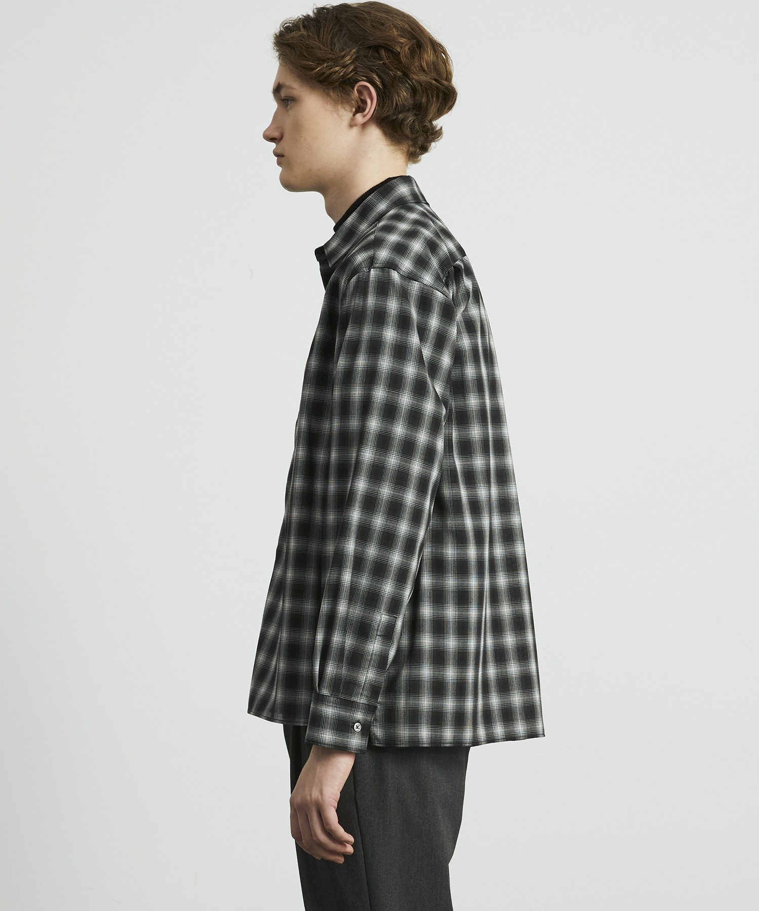 DRY WOOL オンブレチェックシャツ