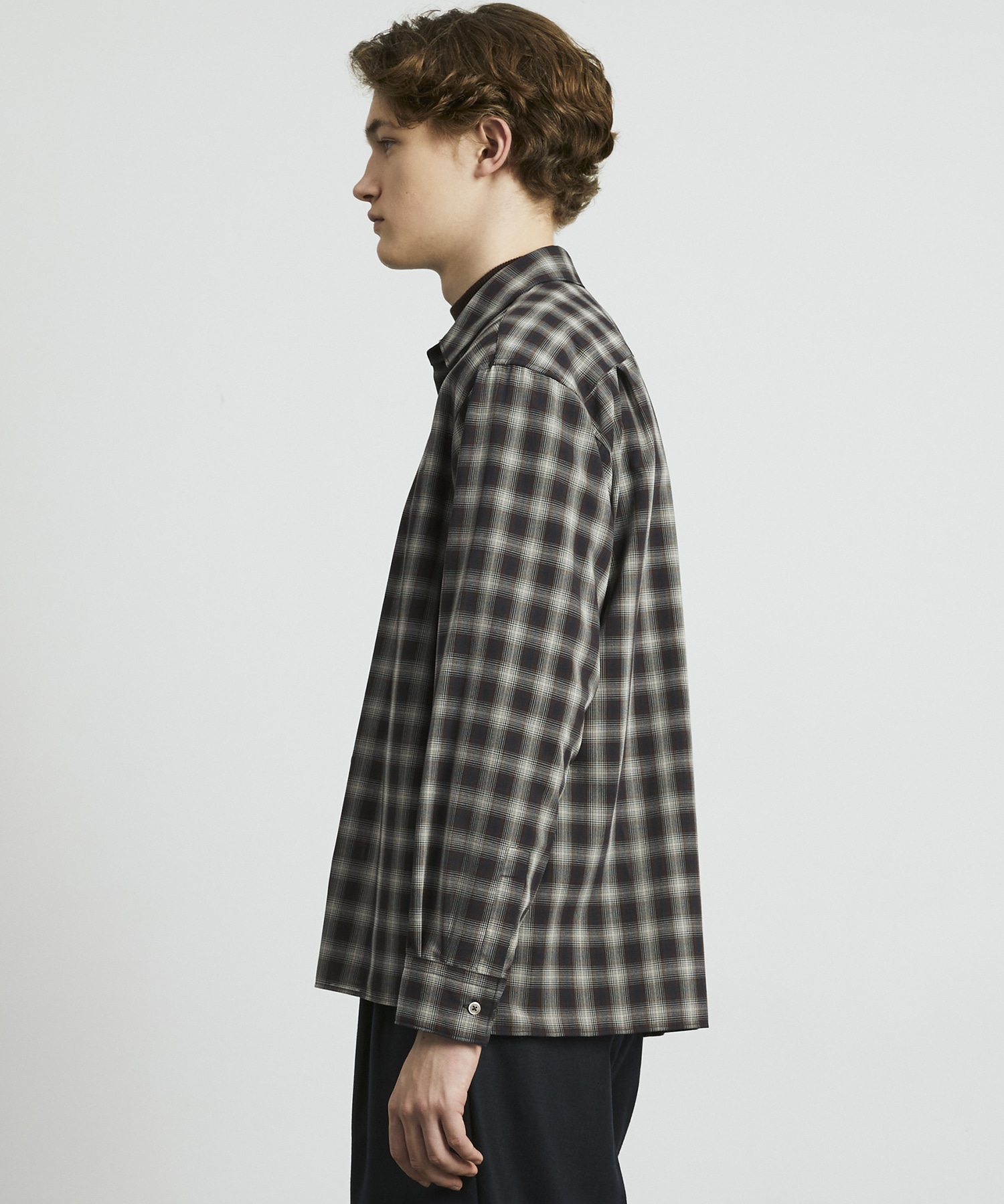 DRY WOOL オンブレチェックシャツ