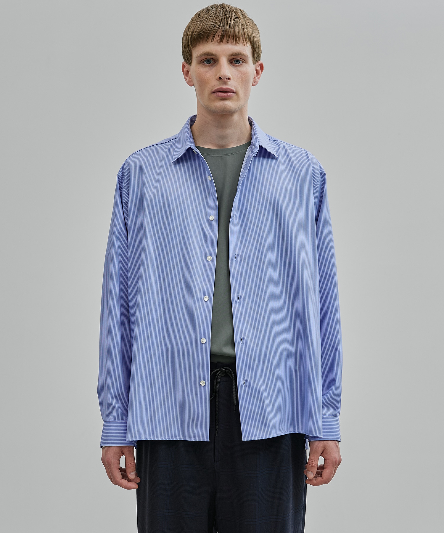 DRY RAYON ストライプリラックスシャツ