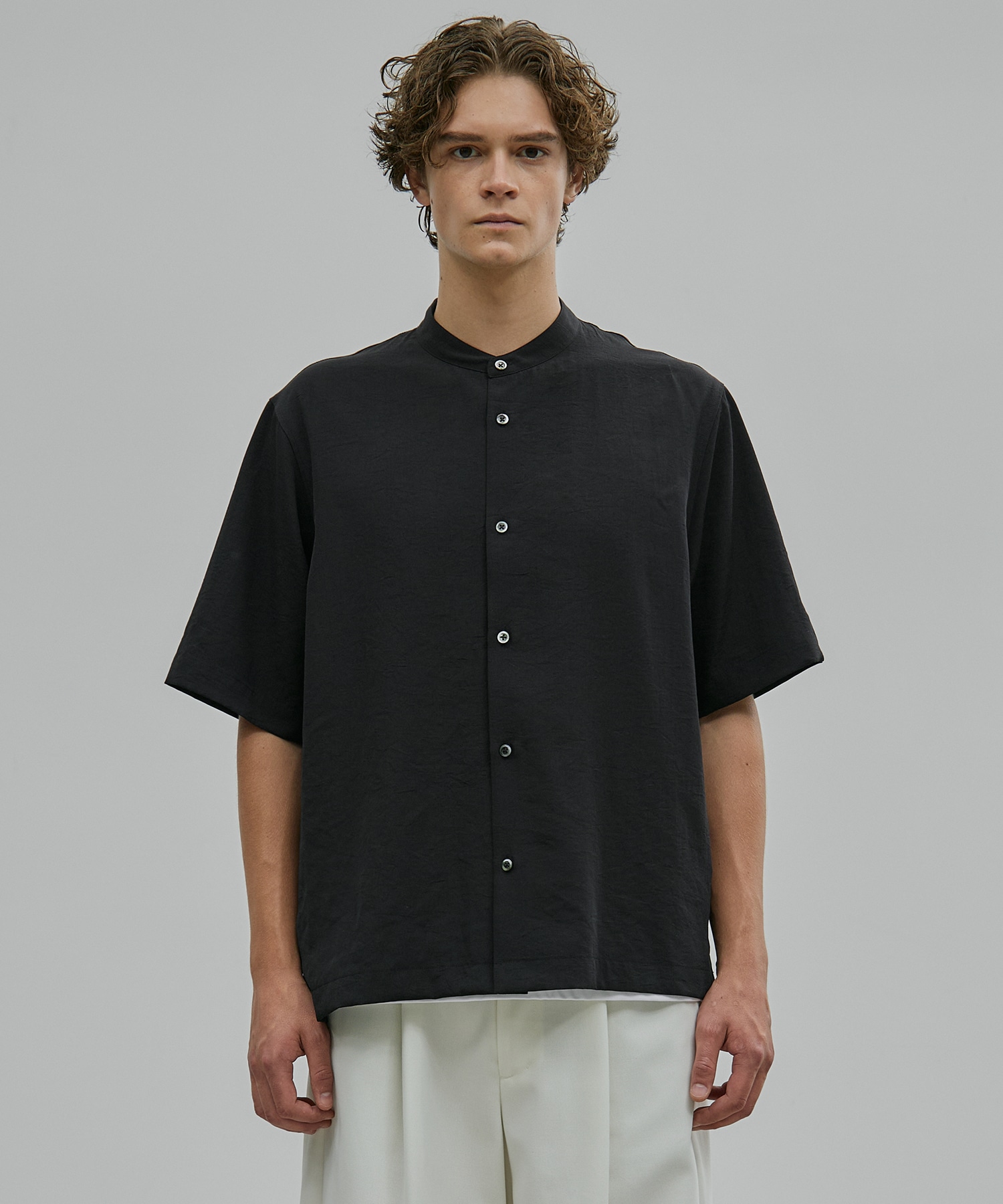 【新発売】ドライリネン バンドカラーシャツ S/S