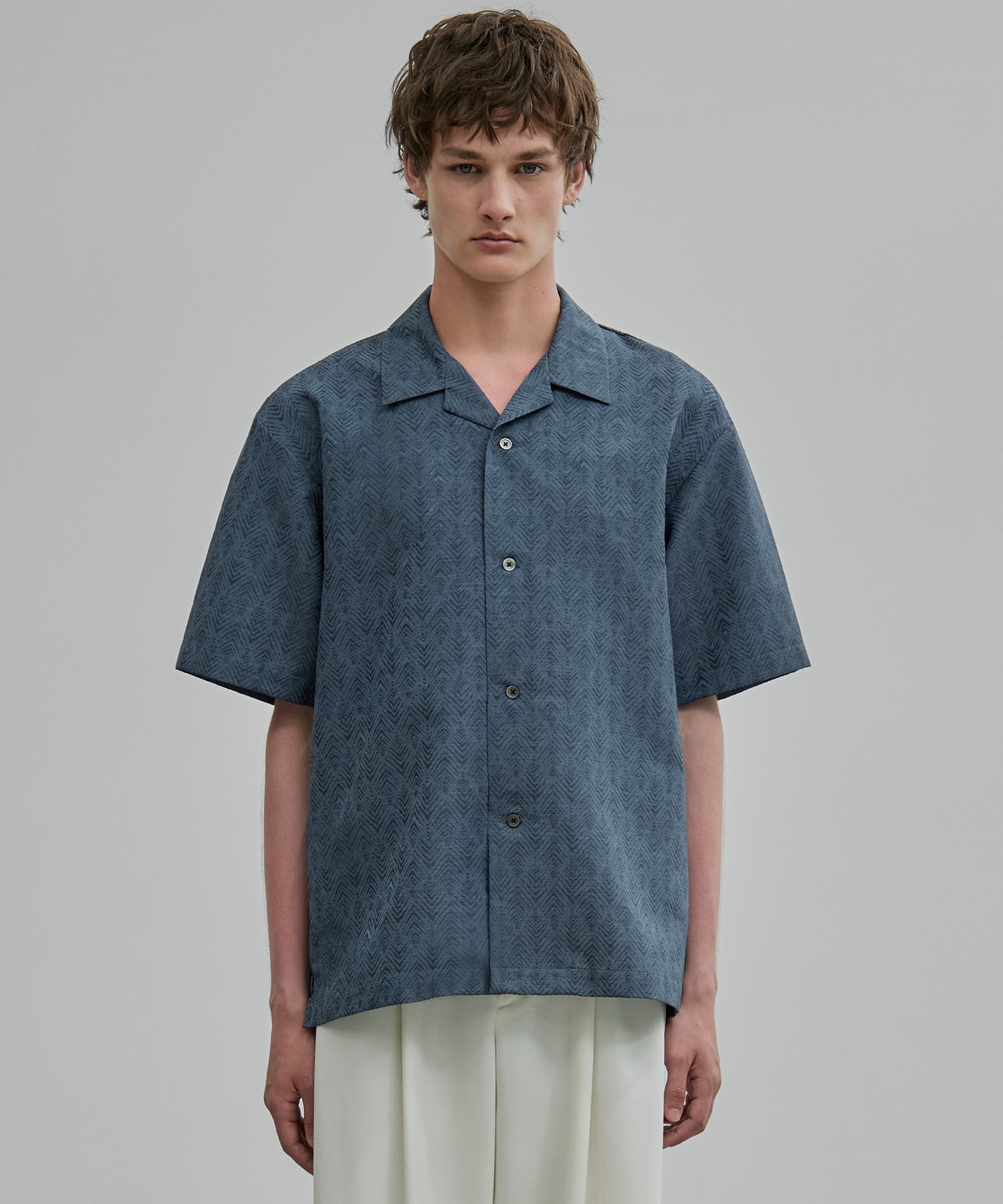 〈新発売〉ヘリンボーンジャガードシャツ S/S