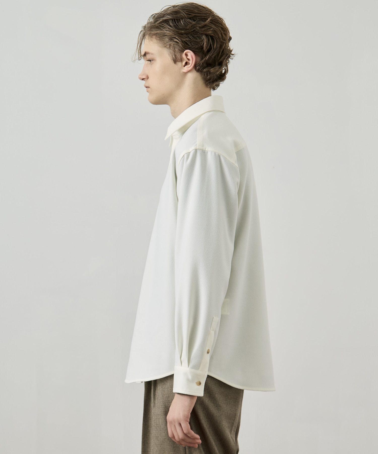 〈残りわずか〉ウールフラノ レギュラーカラーシャツ