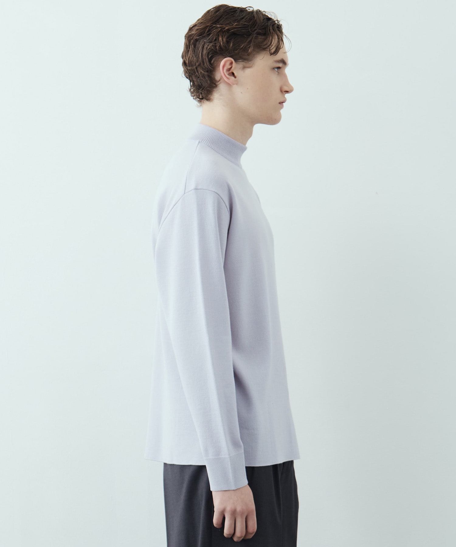 18Gウールミラノリブモックネックニット