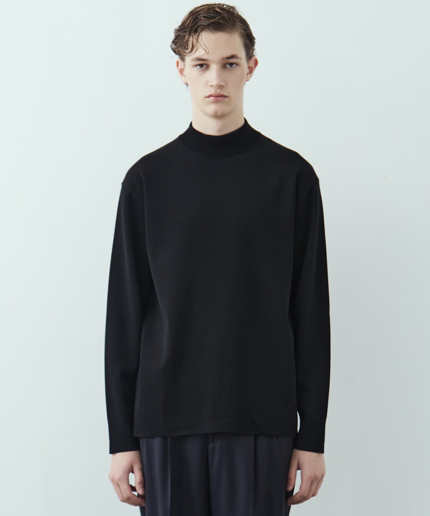 18Gウールミラノリブモックネックニット