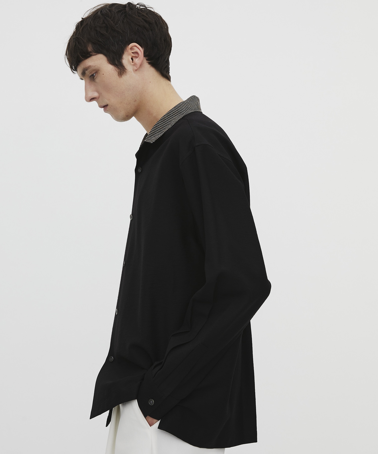 〈再入荷なし〉TWEED COLLER ロングスリーブシャツ