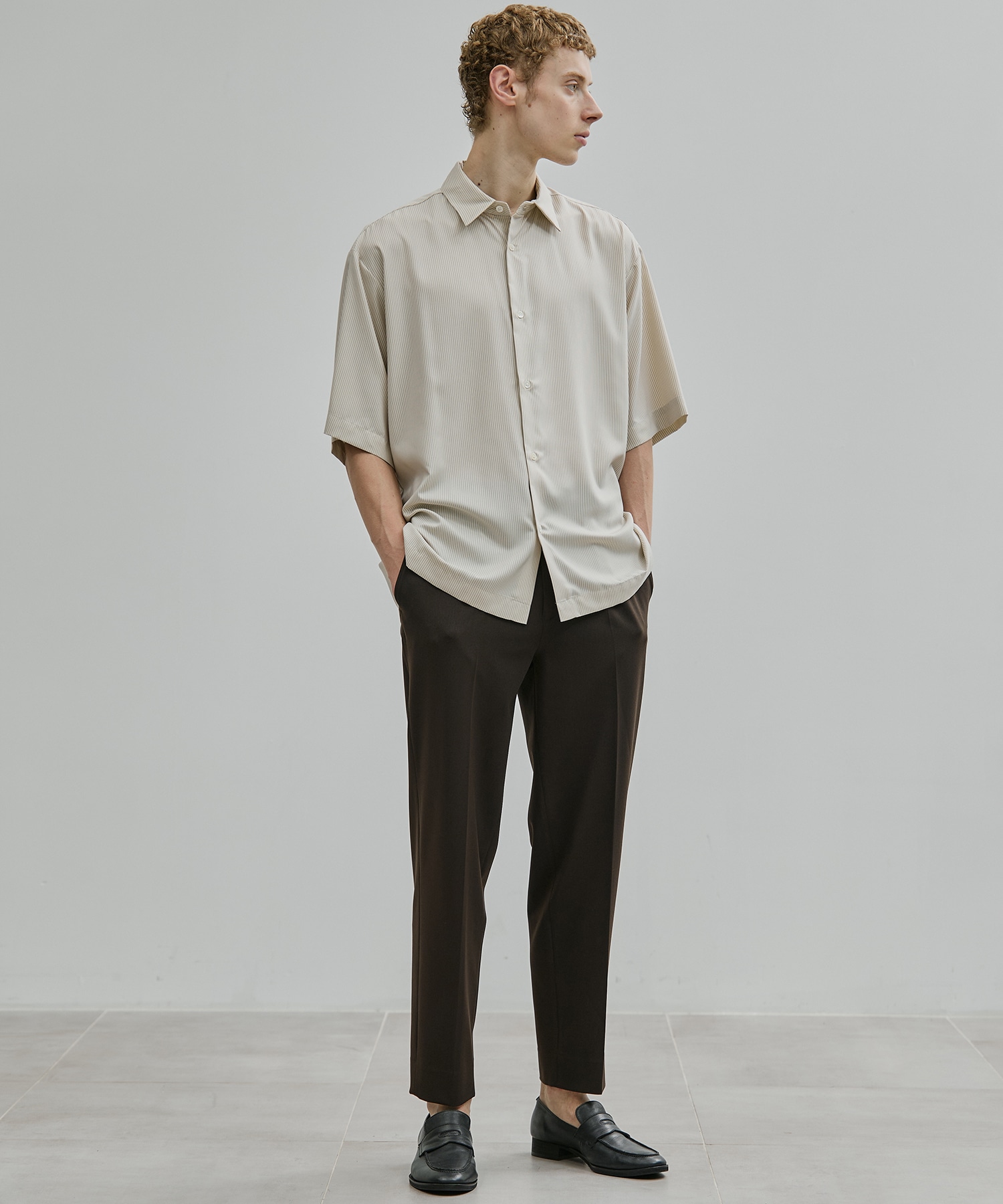 〈WEB限定〉DRY RAYON ストライプショートスリーブシャツ