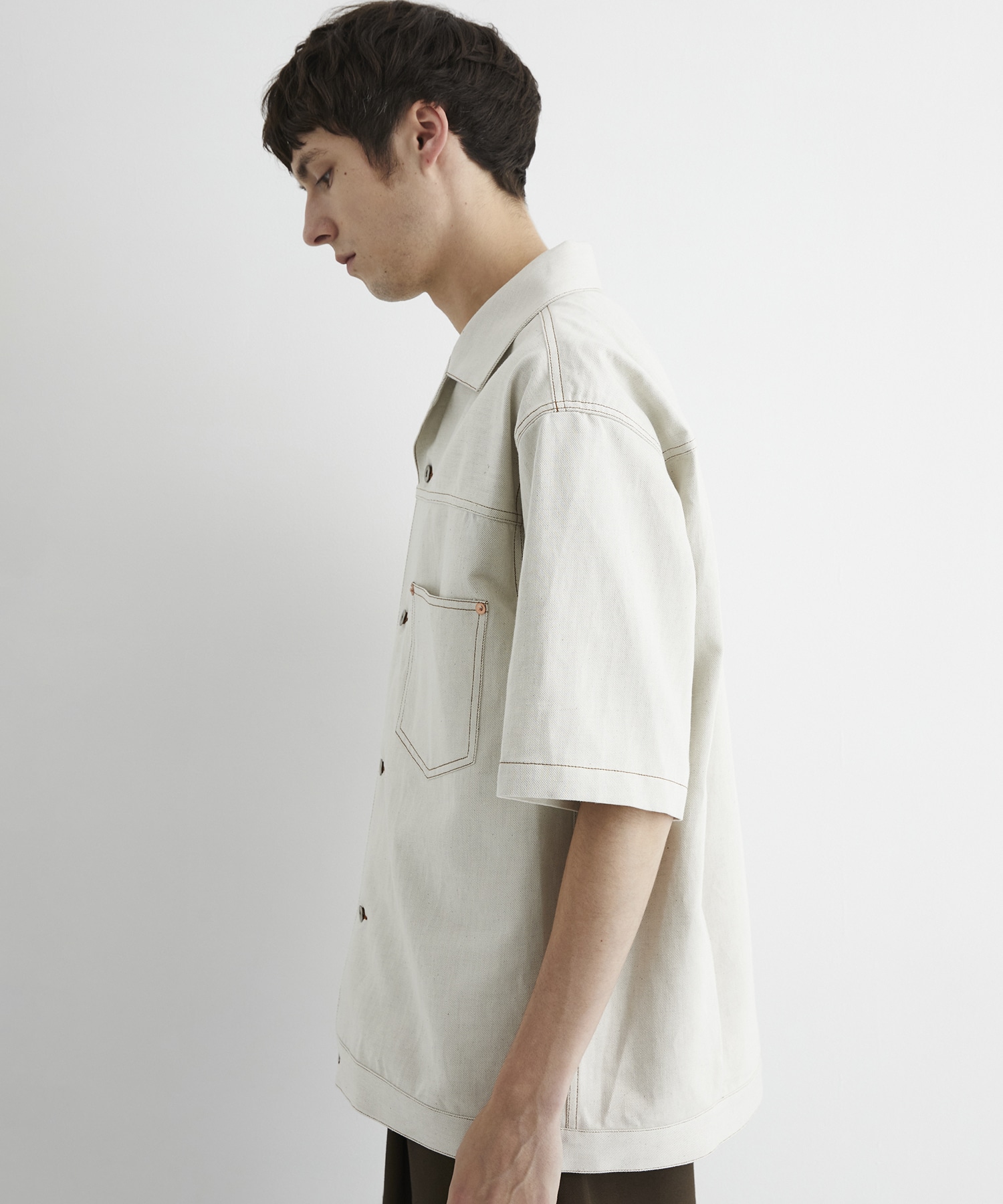 〈残りわずか｜再入荷なし〉9.5oz LINEN DENIM ワークシャツ S/S