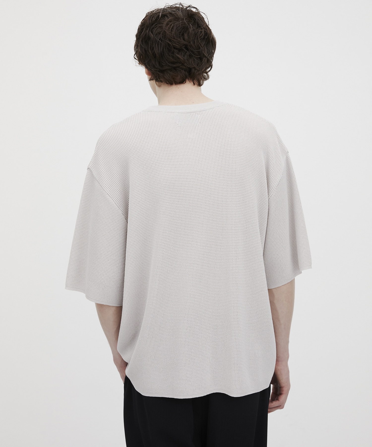 18Gコンパクトコットン ワッフルヘンリーTシャツ