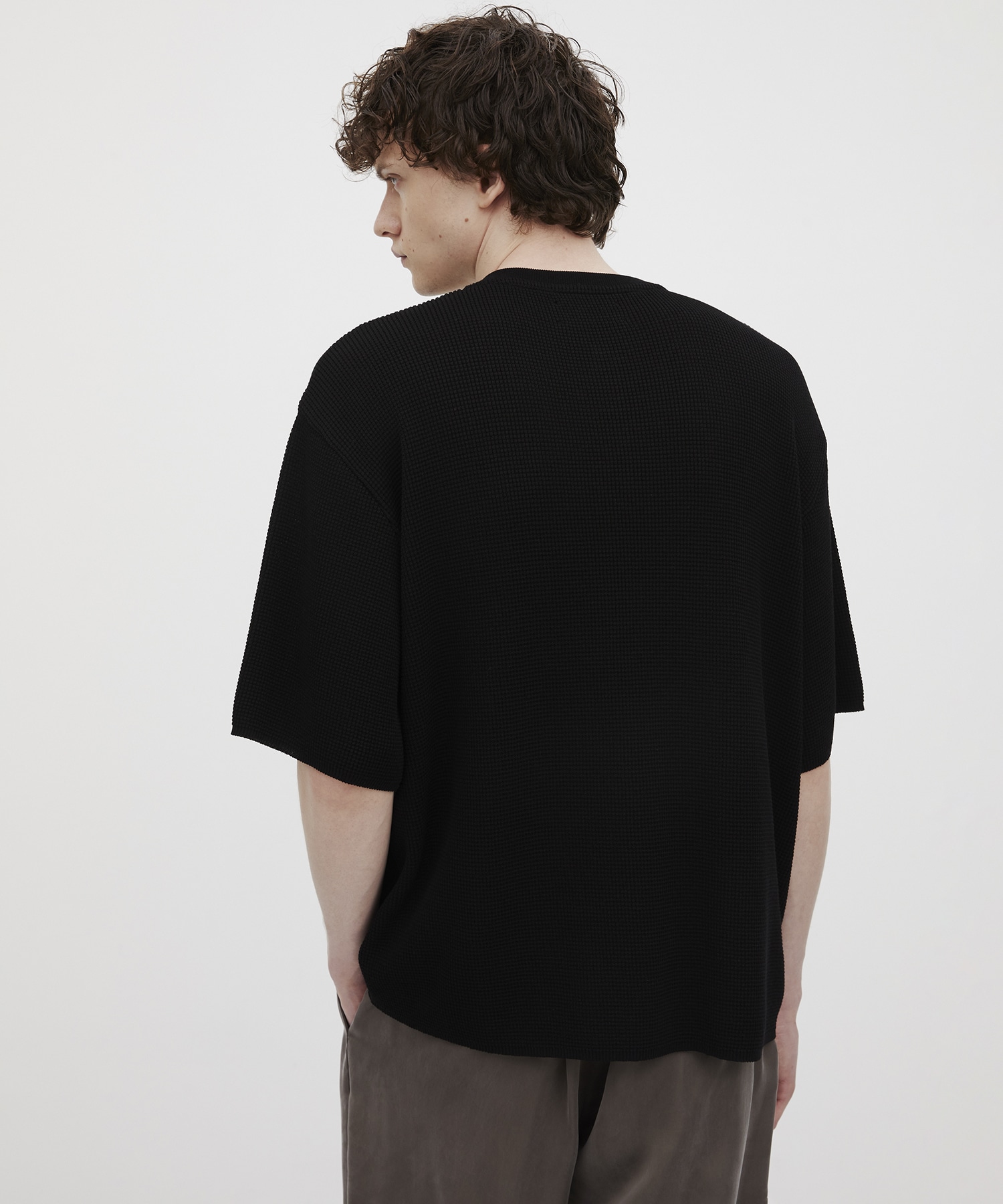 18Gコンパクトコットン ワッフルヘンリーTシャツ