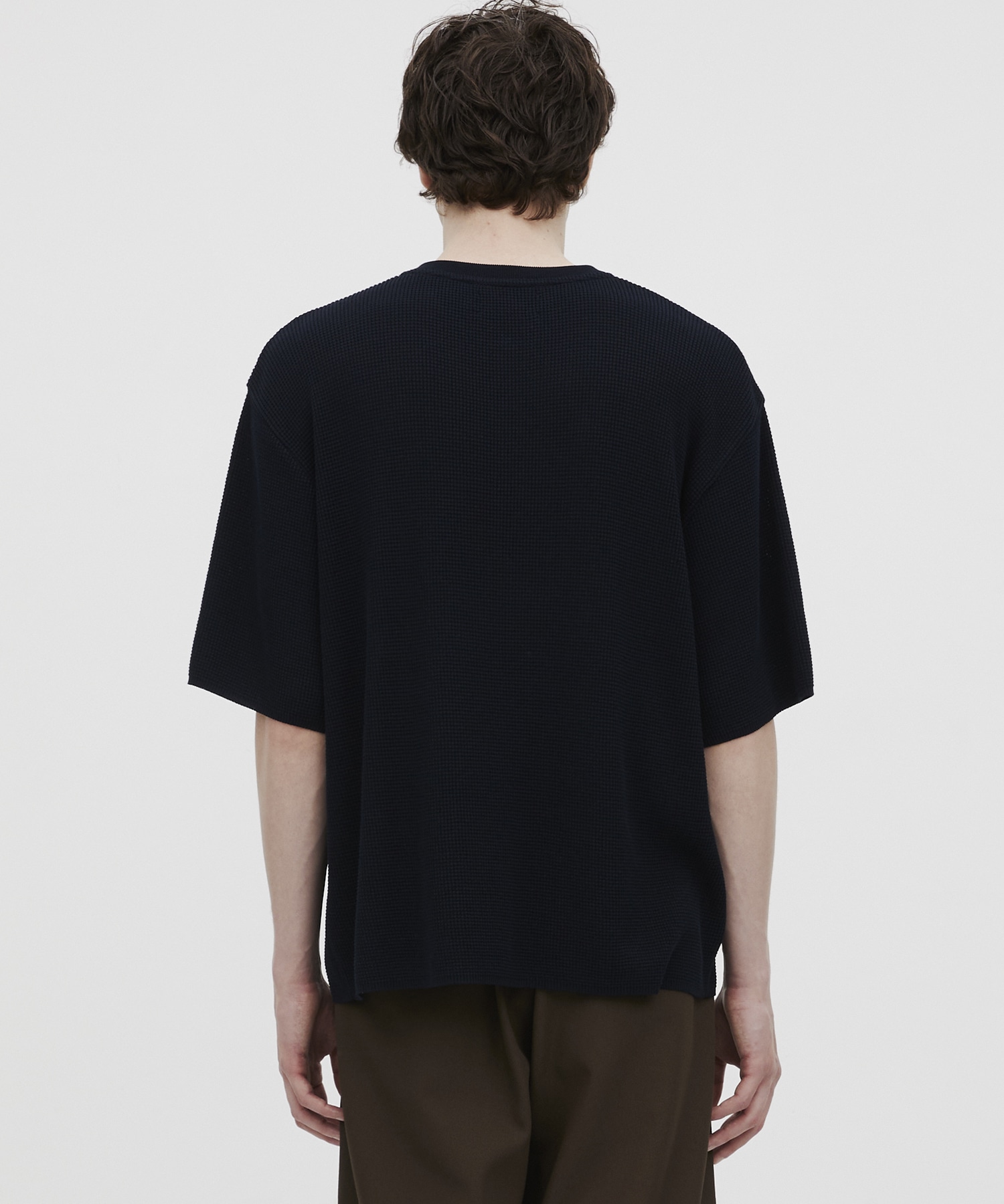 18Gコンパクトコットン ワッフルヘンリーTシャツ